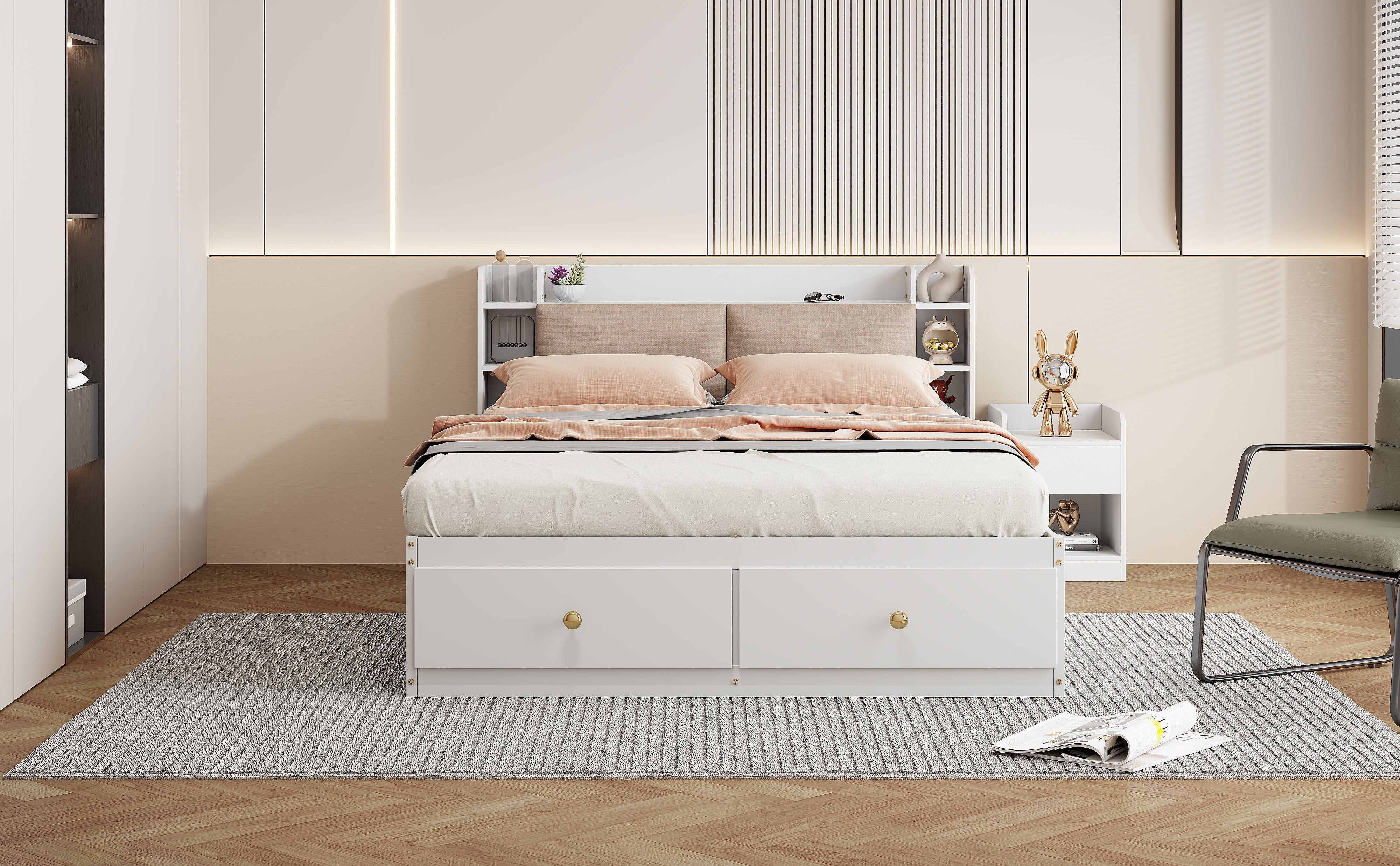 Logidon massief houten combinatiebed 140x200 cm wit met opbergruimte