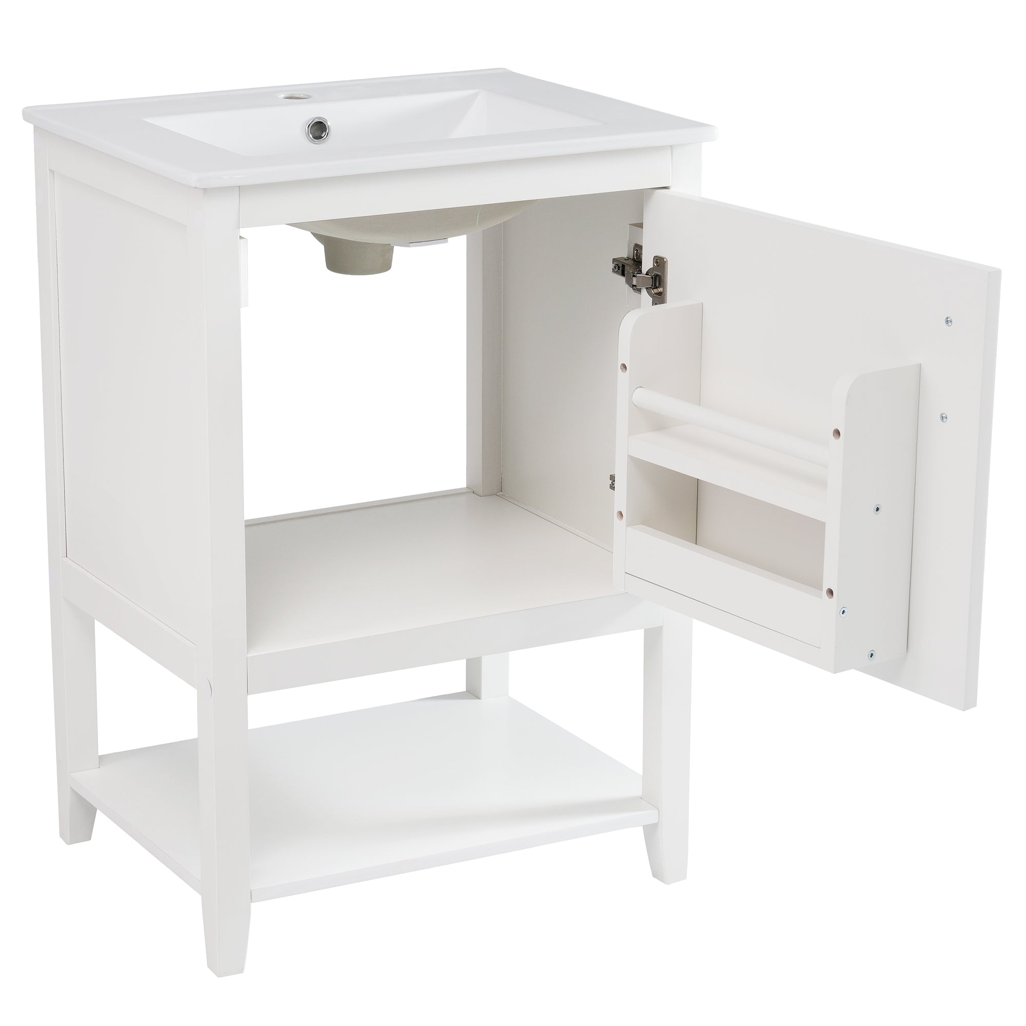 Logidon badkamermeubel 60 cm onderkast keramiek wastafel wit