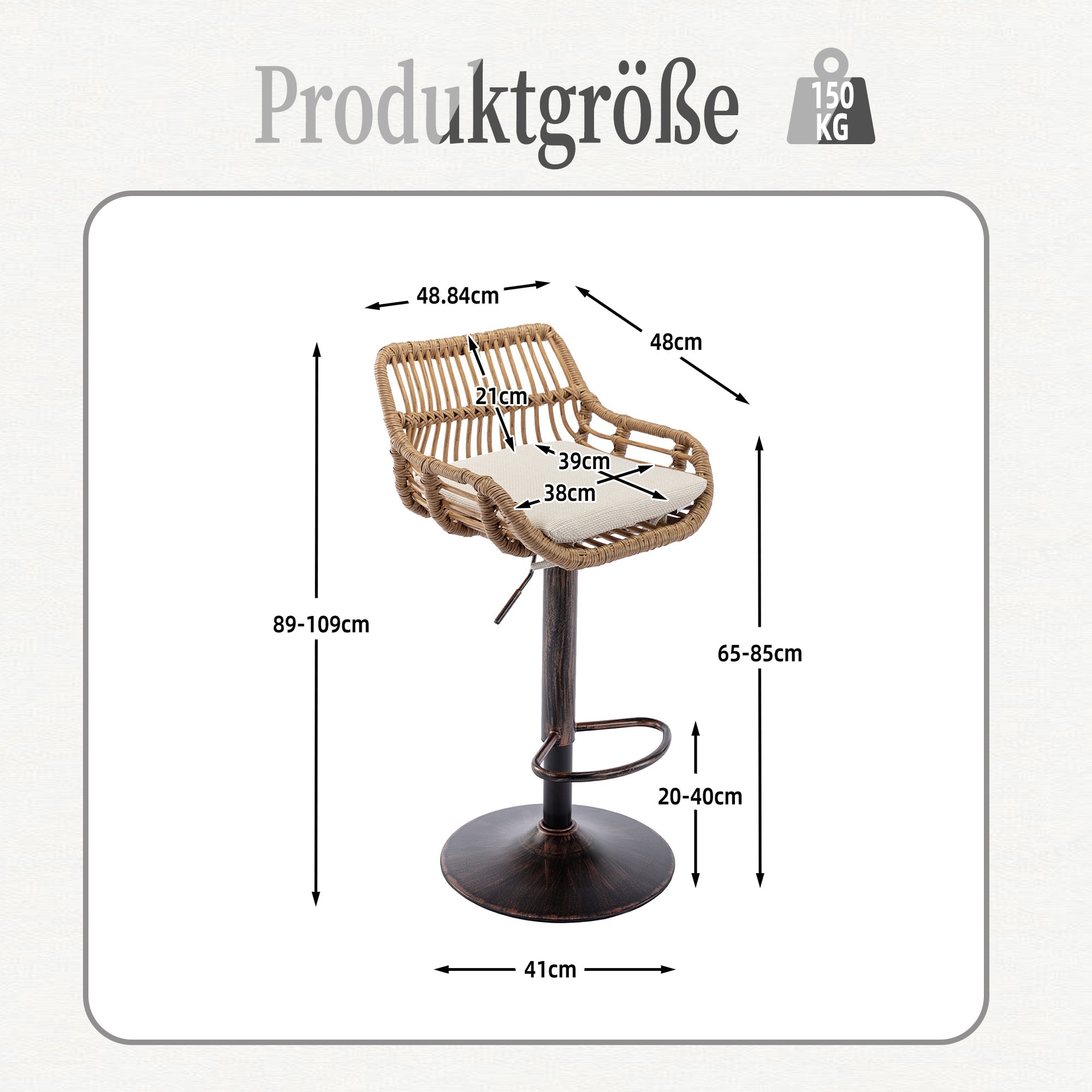 Logidon Moderne Barkruk Set van 2 Verstelbare Beige Voetensteun