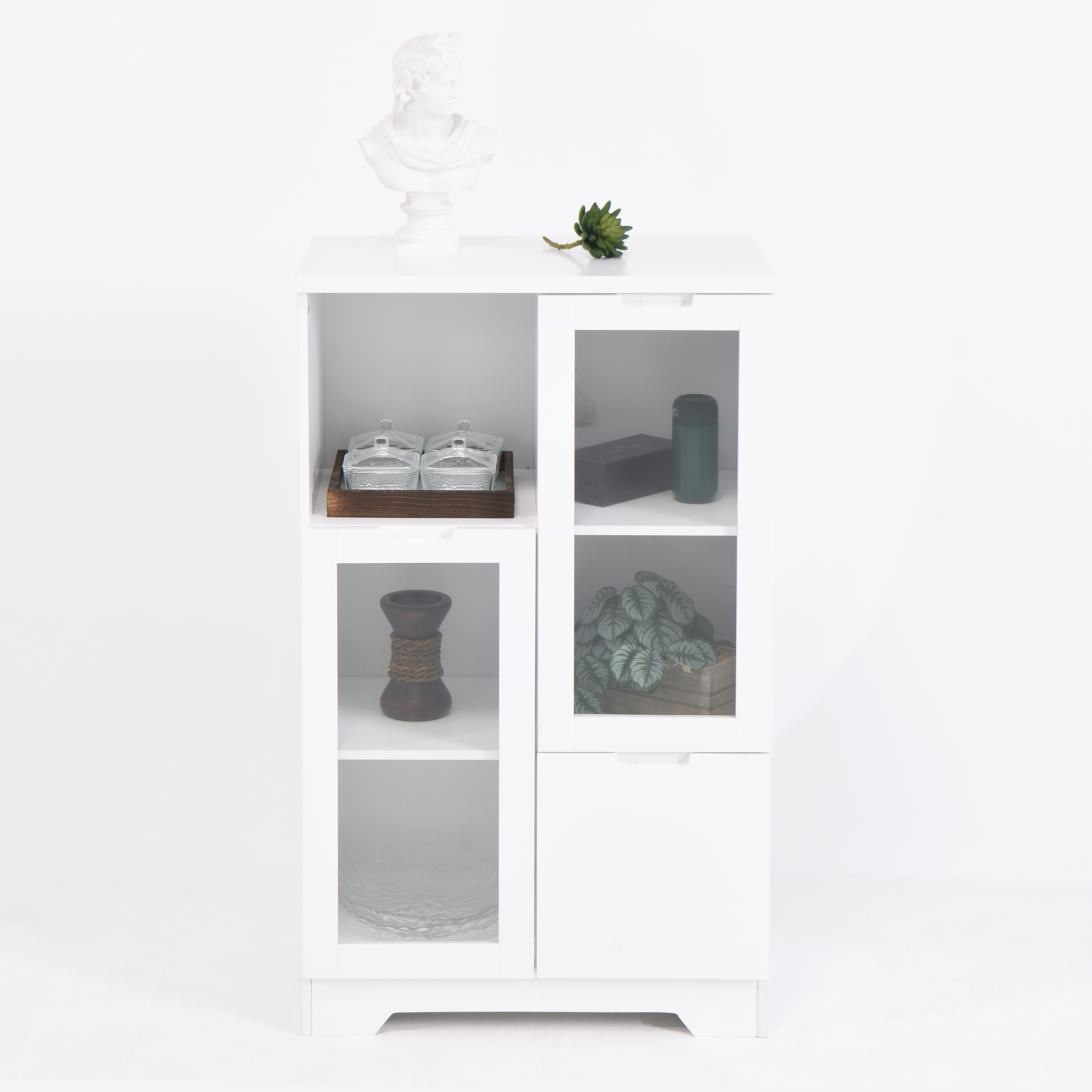 Logidon Witte MDF Kast Met Glazen Deurtjes En Lade 100cm