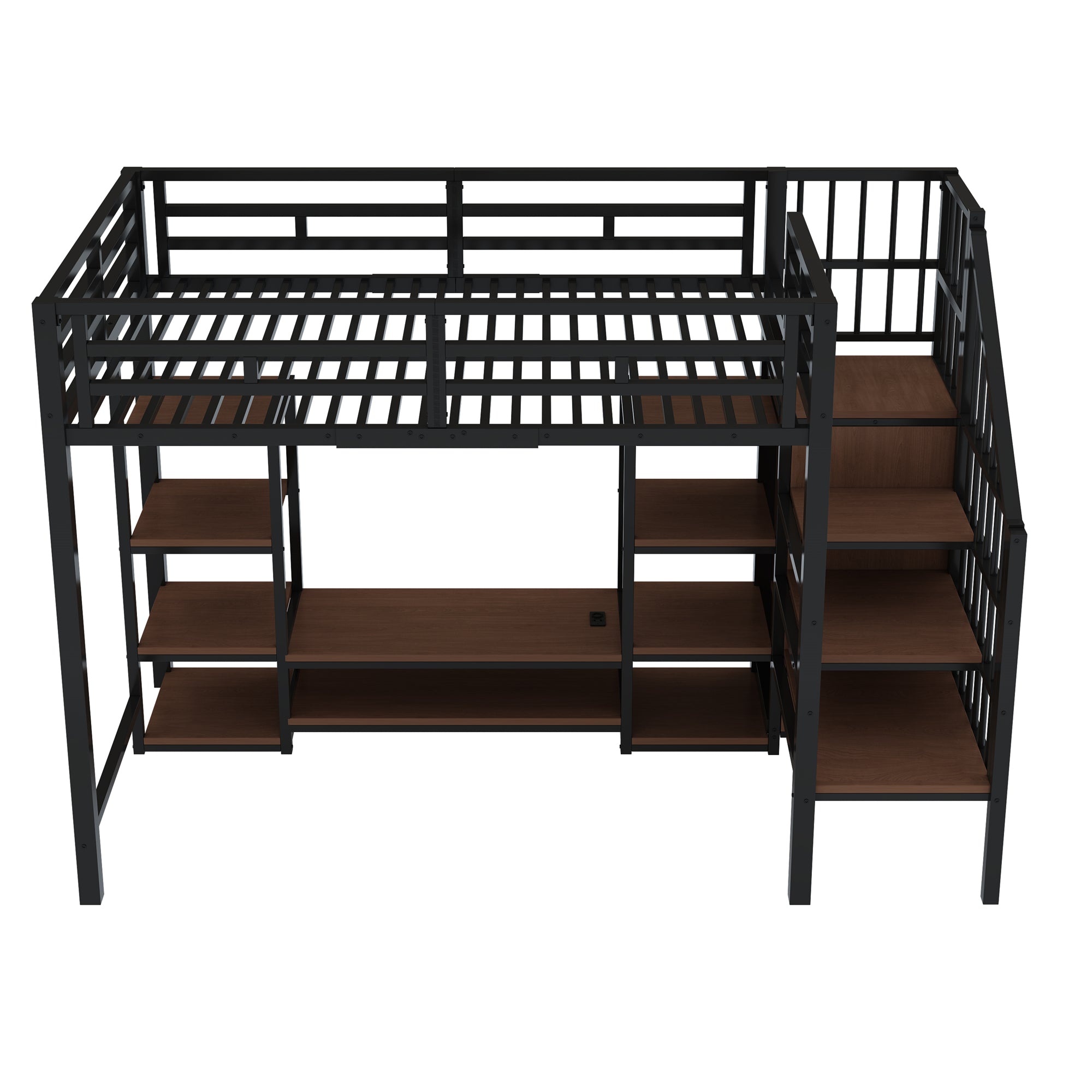 Logidon hoogslaper 90x200 met tv-meubel en stopcontact zwart
