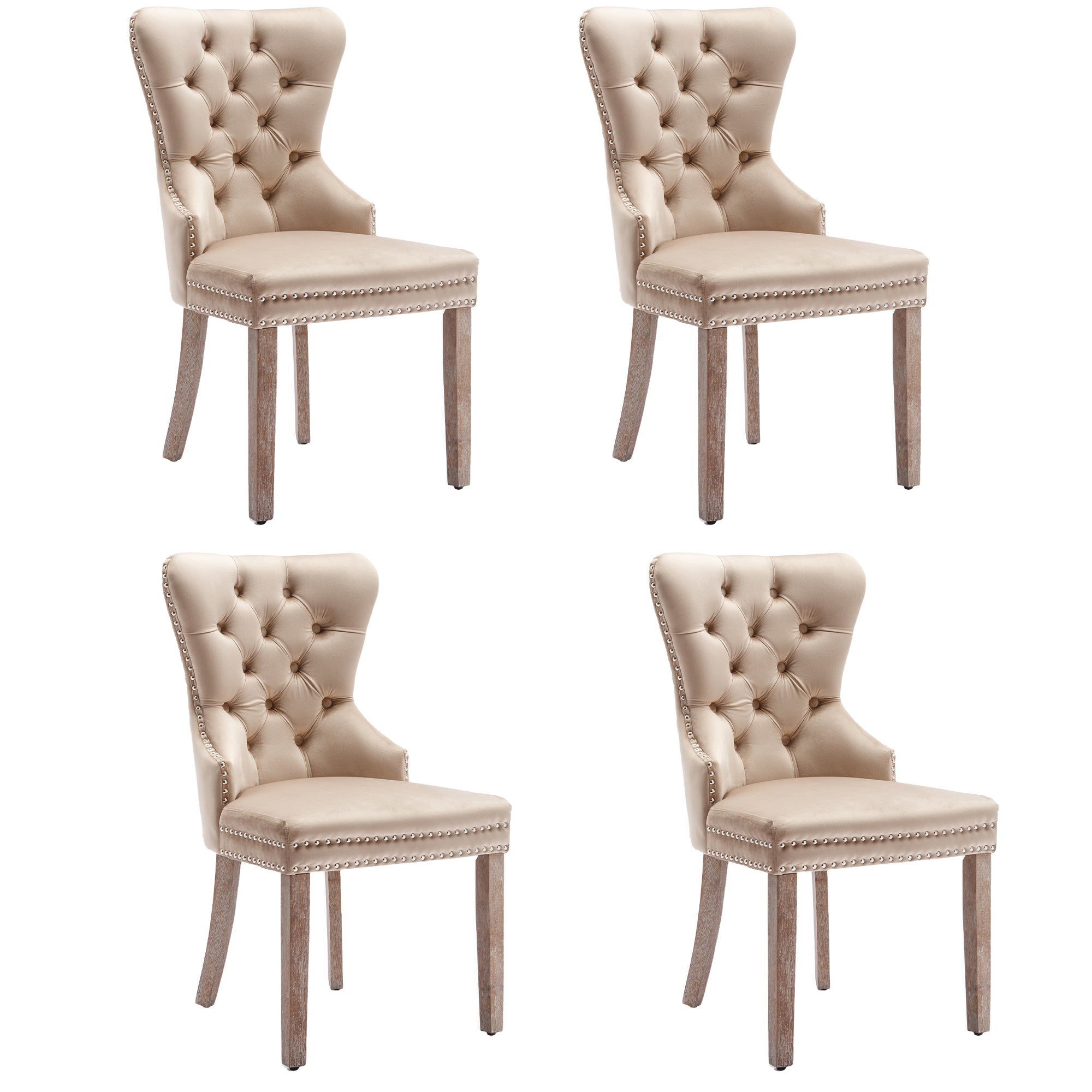 Logidon eetkamerstoel beige fluweel set van 4 deurkloppers