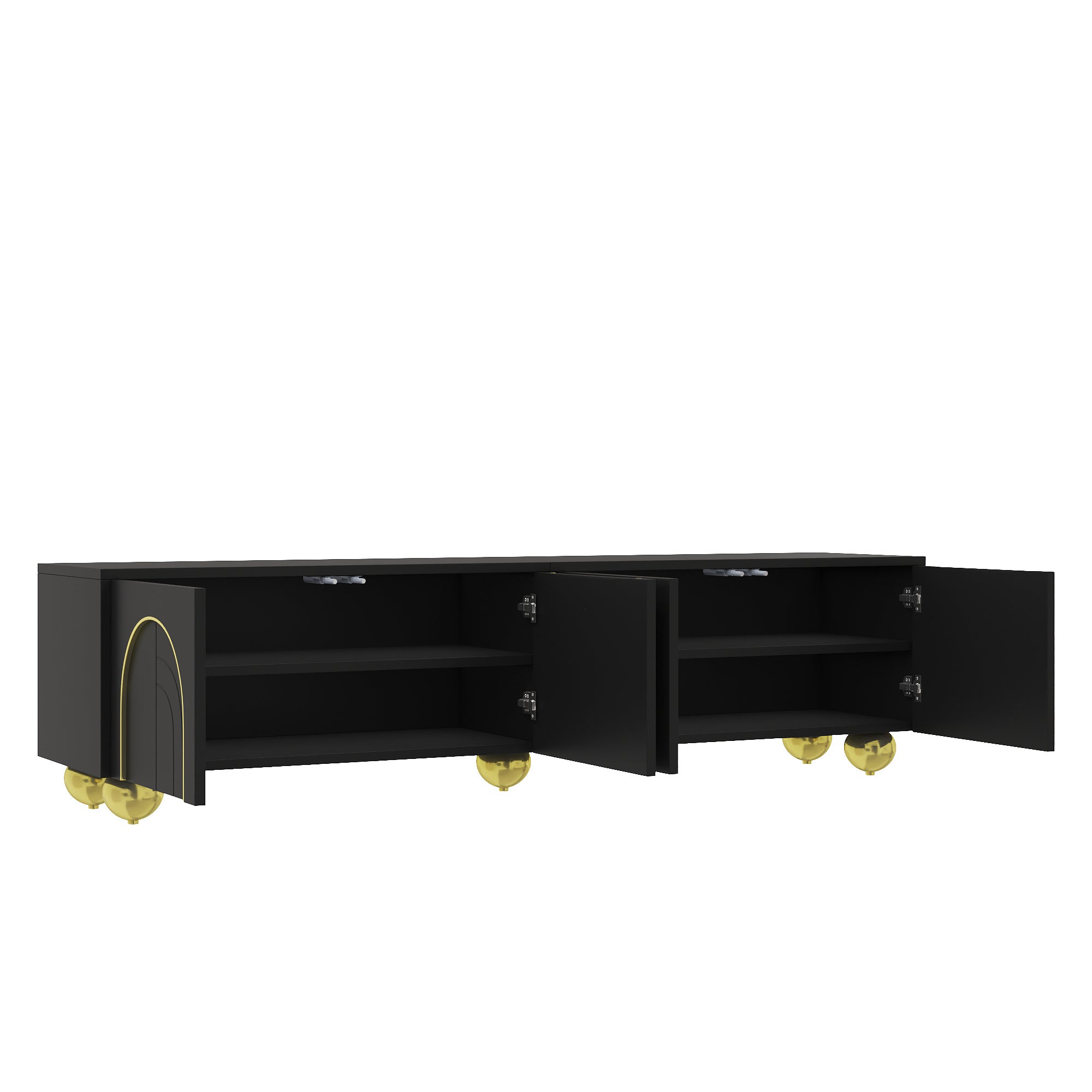 Logidon TV-meubel zwart met gouden accenten en push-to-open 170 cm