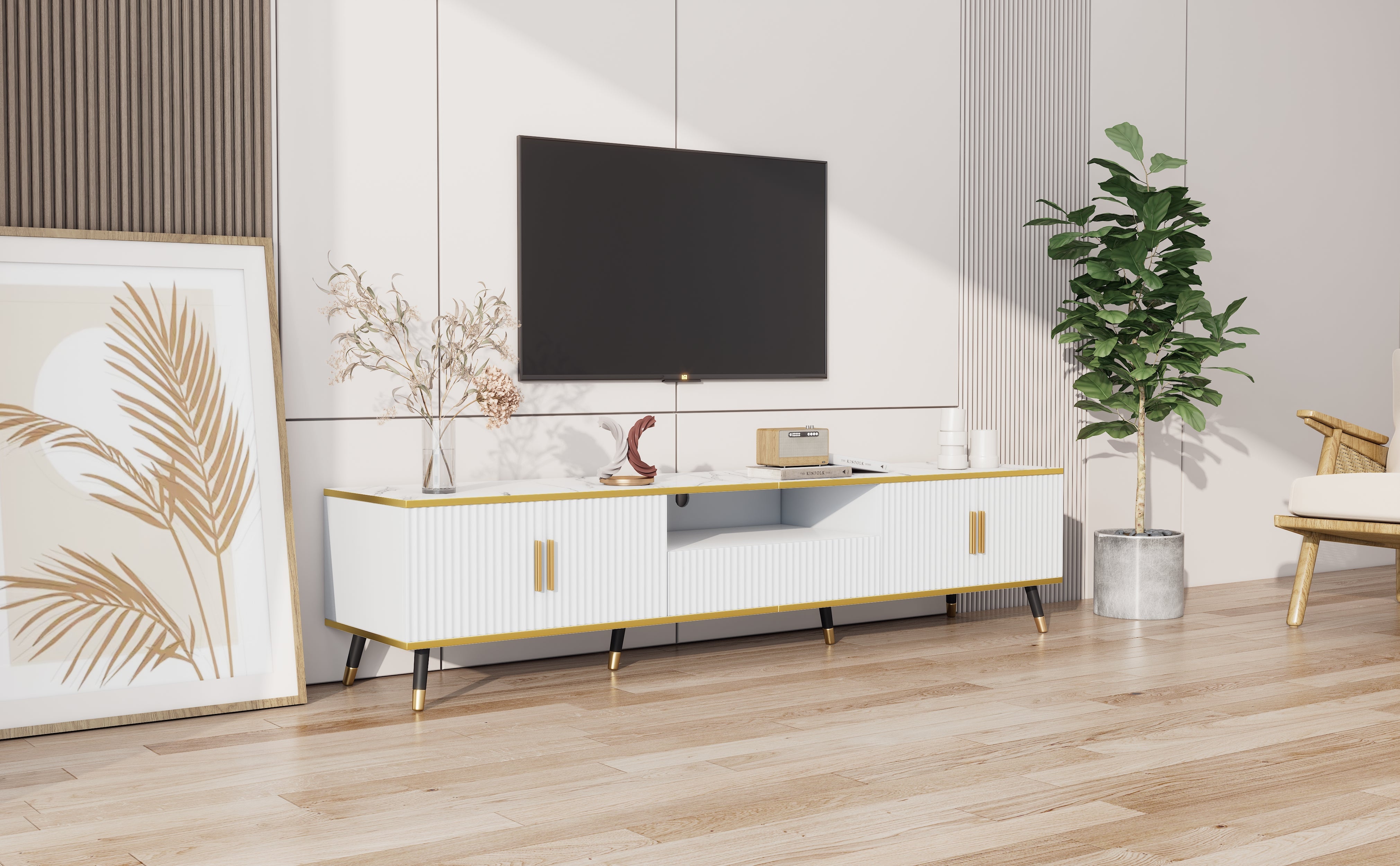 Logidon Modern TV-meubel Wit Marmerlook 200x40x46 cm