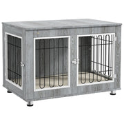 Logidon Hondenkooi Grijs 90x58x65 cm met kussens en dubbele deuren