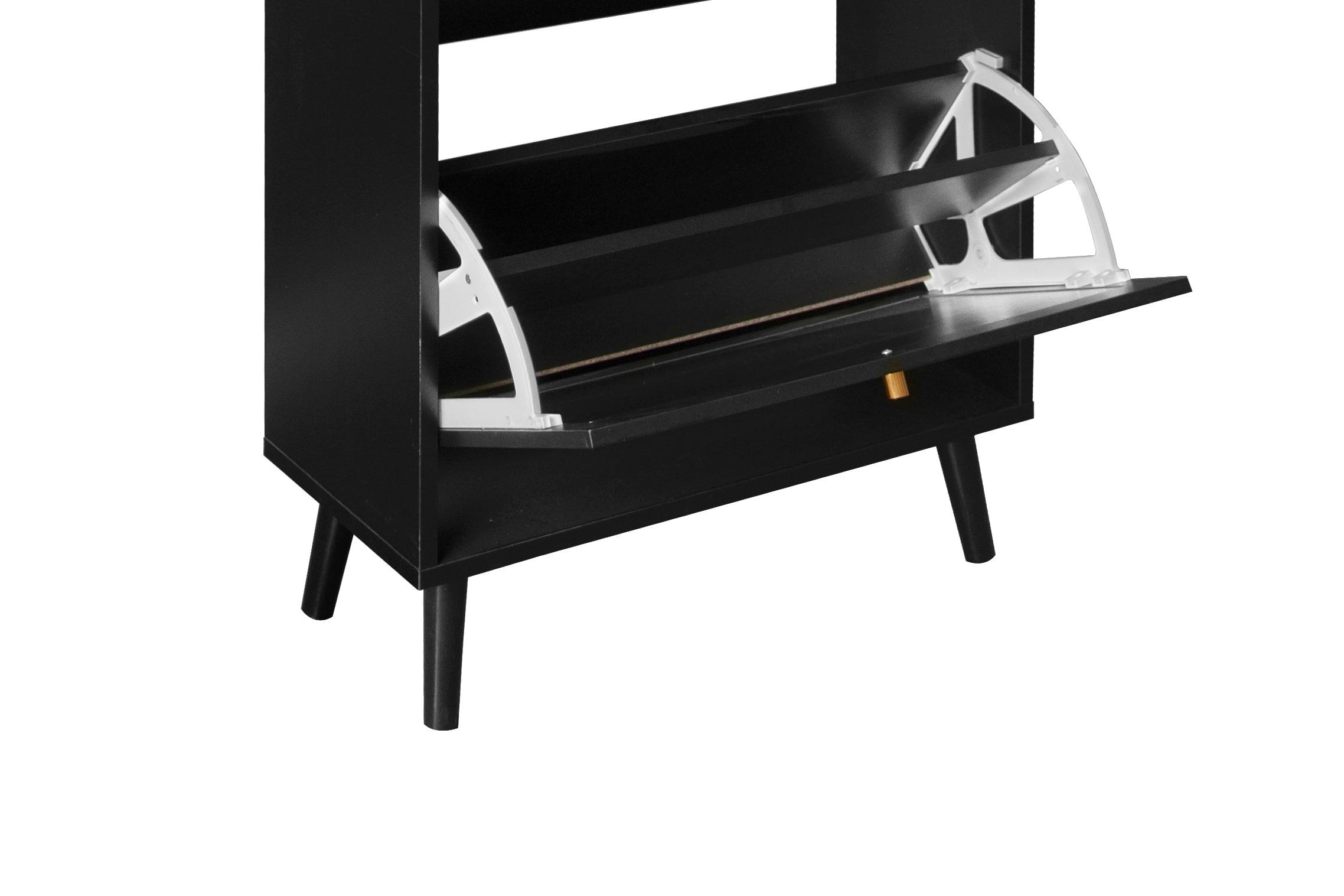 Logidon Schoenenkast Zwart Rotan Look Twee Deuren 60 cm Lengte