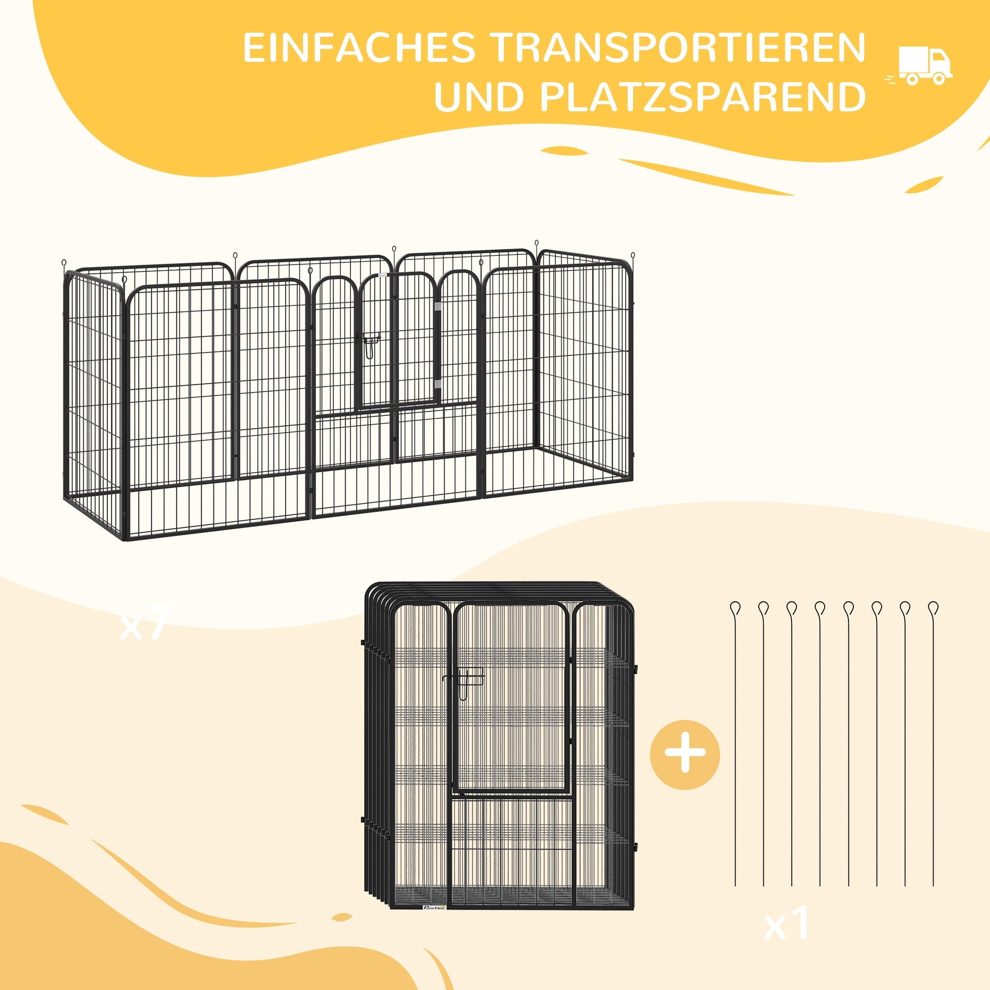 Logidon Puppy Run Zwart metalen box met deur 79x100 cm