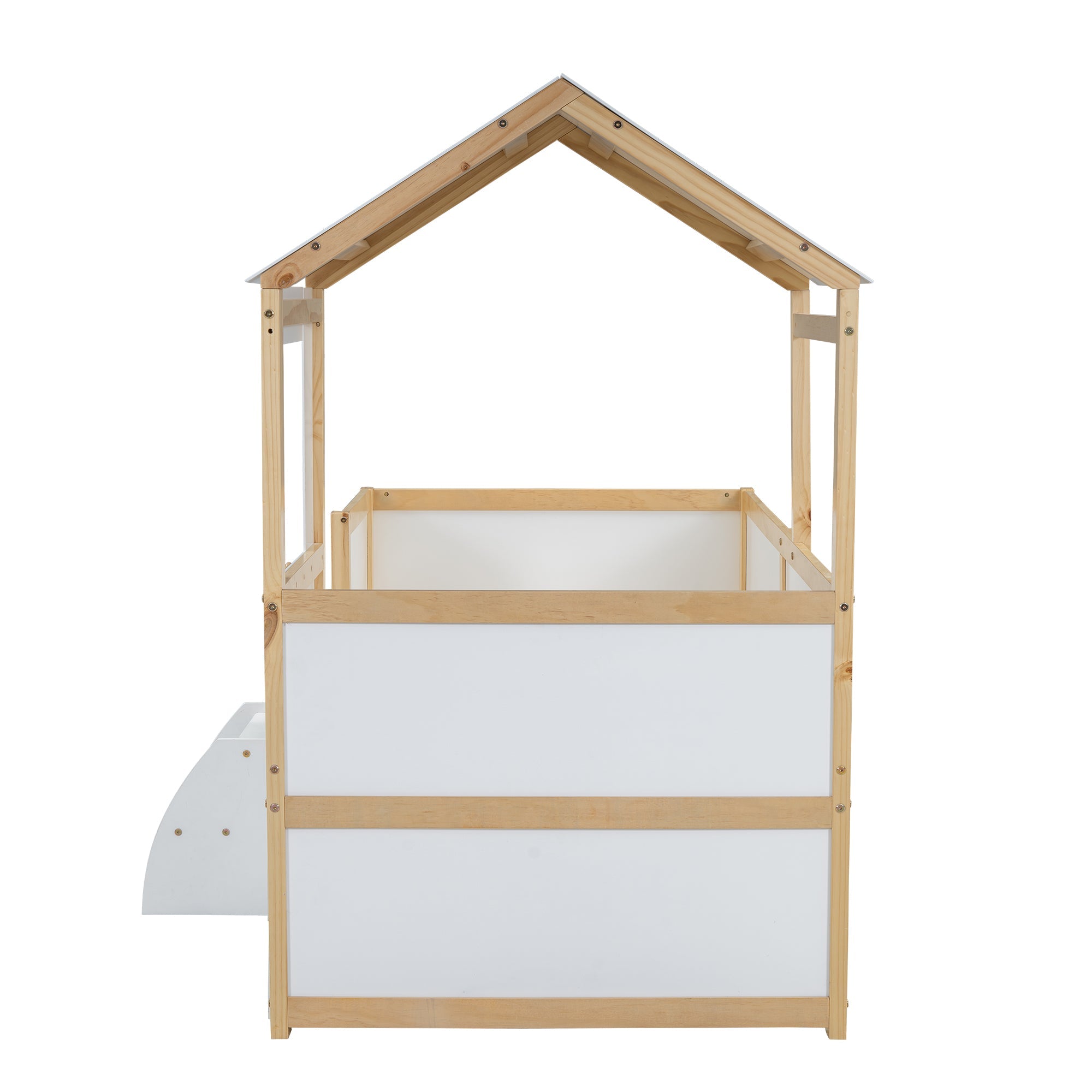 Logidon halfhoog huisbed 90x200 wit naturel met dak