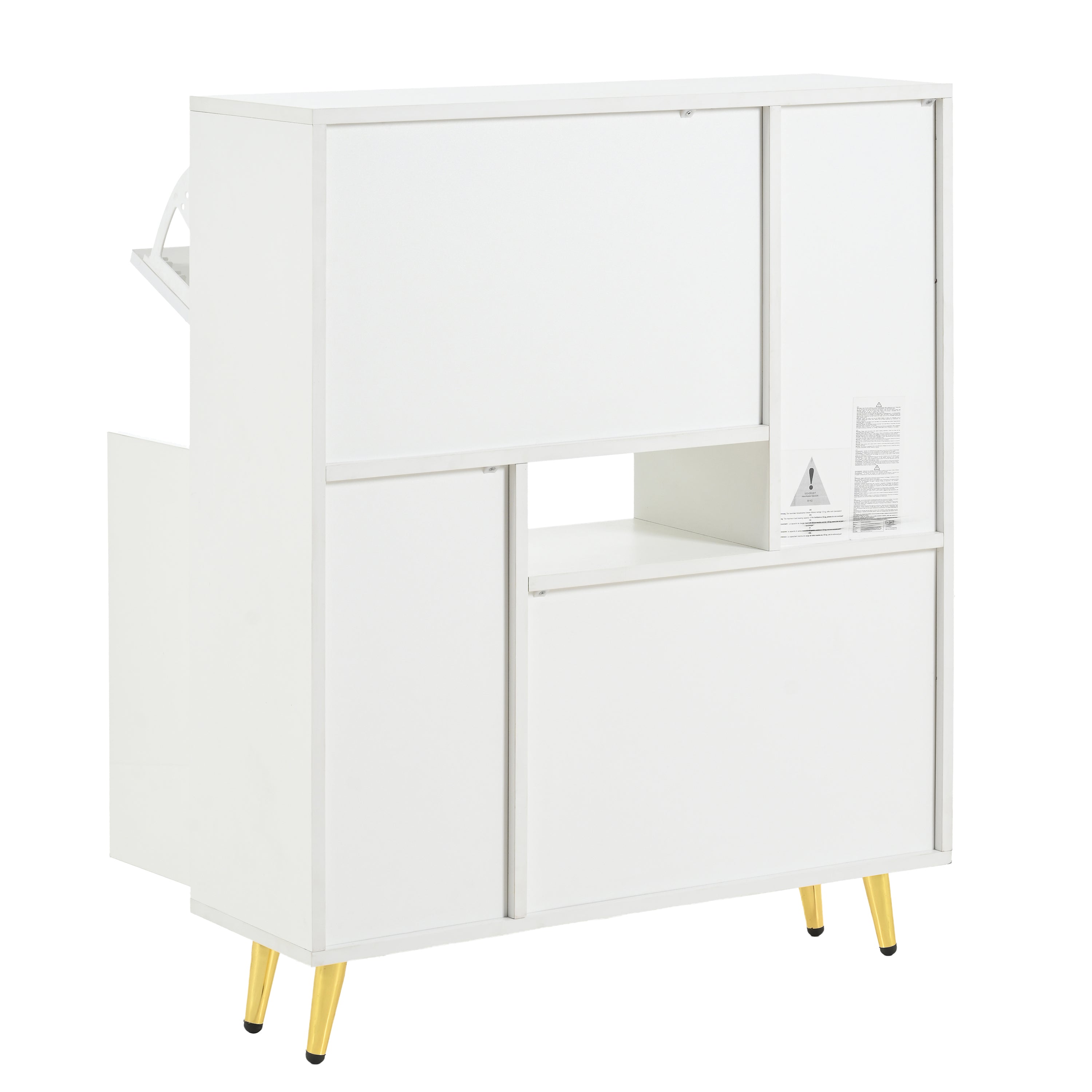 Logidon Moderne Schoenenkast Wit met Hoogglans Front en LED Licht 80x25x96 Cm