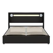 Logidon gestoffeerd bed 160x200 zwart met LED lichtstrip USB opladen