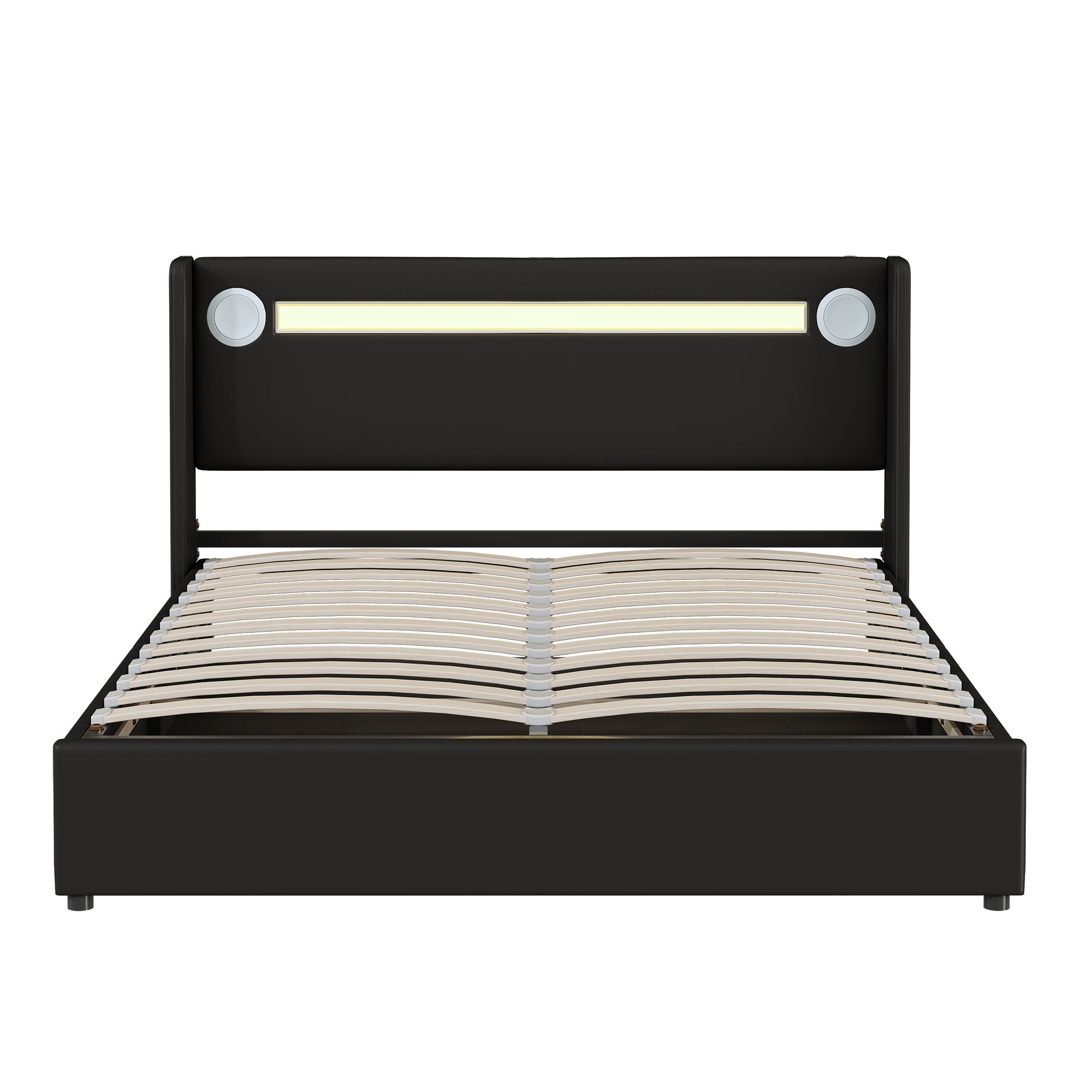 Logidon gestoffeerd bed 160x200 zwart met LED lichtstrip USB opladen