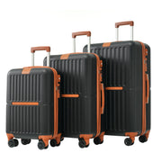 Logidon kofferset M L XL zwart bruin USB poort TSA slot 4 wielen