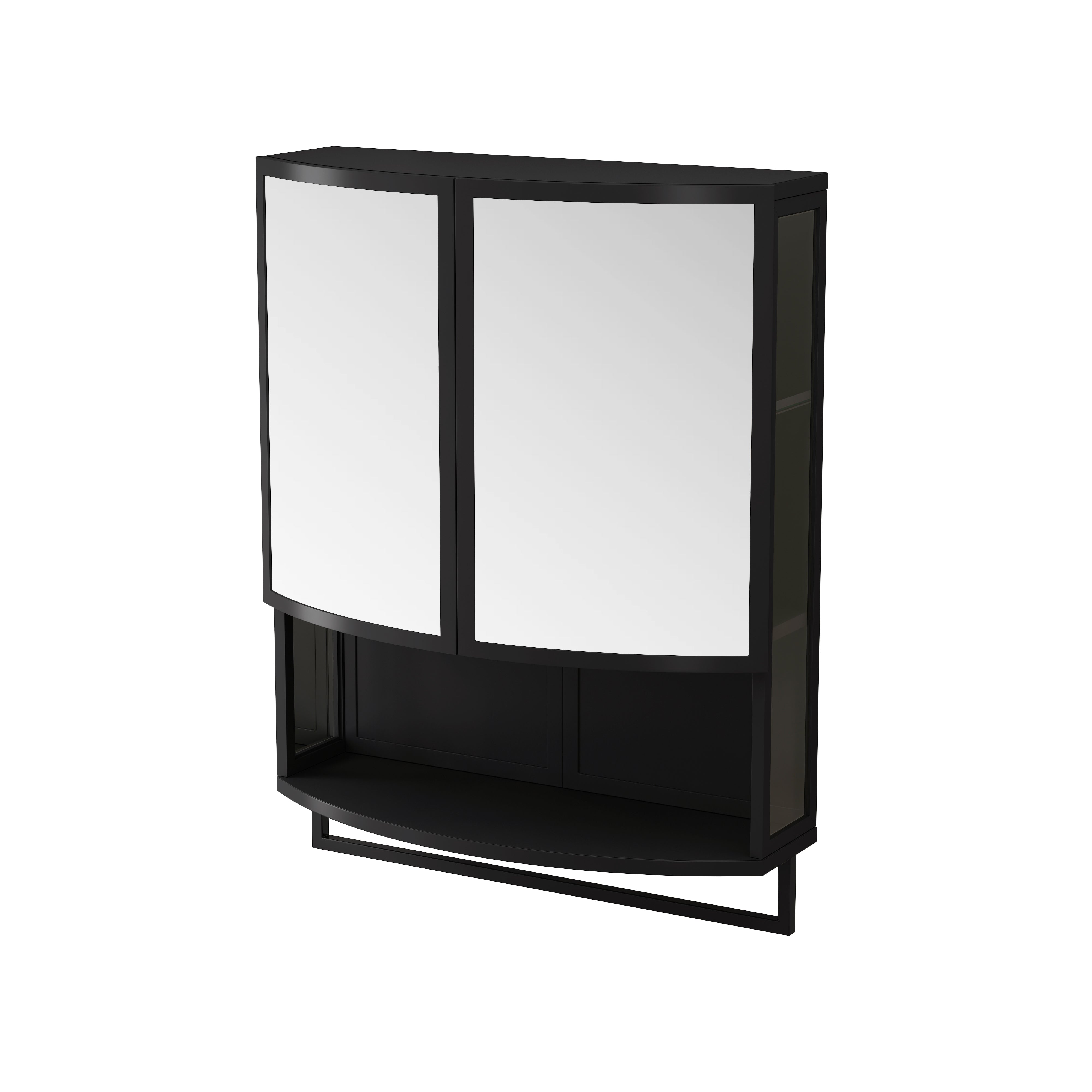 Logidon 60 cm moderne kledingkast zwart met onbreekbare spiegel