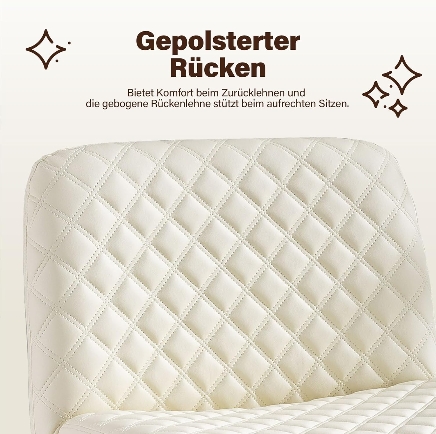 Logidon Bureaustoel Zonder Armleuningen Beige Kunstleer Metalen Onderstel