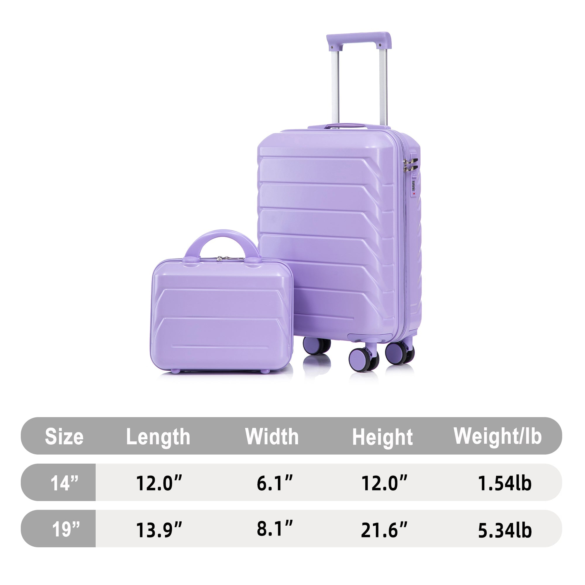 Logidon 2-delige ABS kofferset 19/14 inch spinner blauw paars