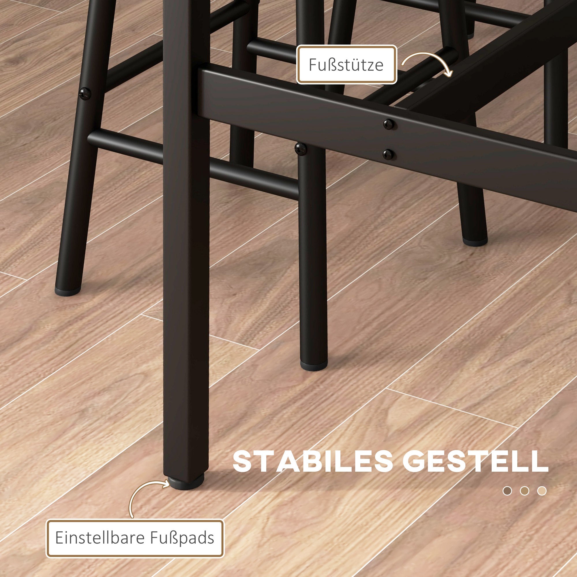 Logidon bar table set 3-piece industrial design brown MDF 105 cm