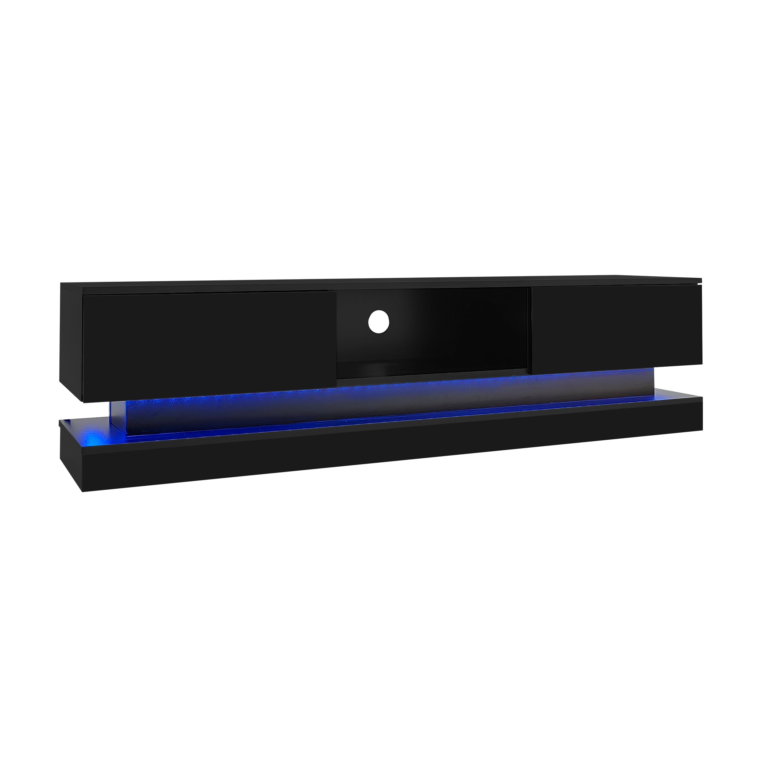 Logidon Zwart Hoogglans TV-meubel 160 CM Met LED 2 Laden