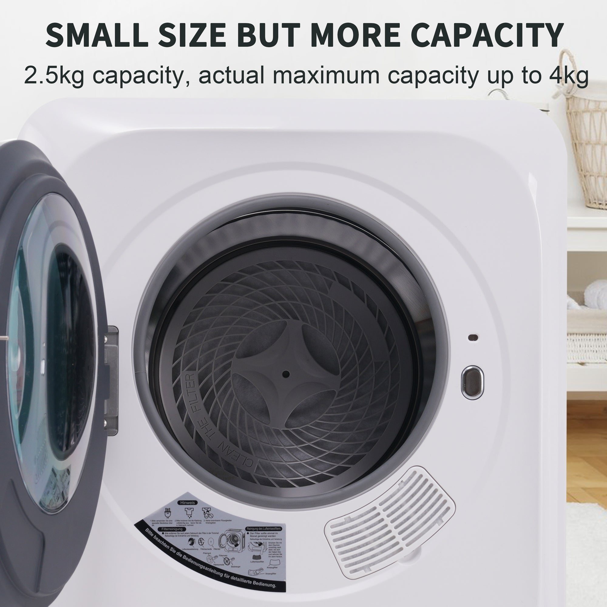 Logidon exhaust dryer white 2.5 kg to 4 kg 850 W multiple filtration