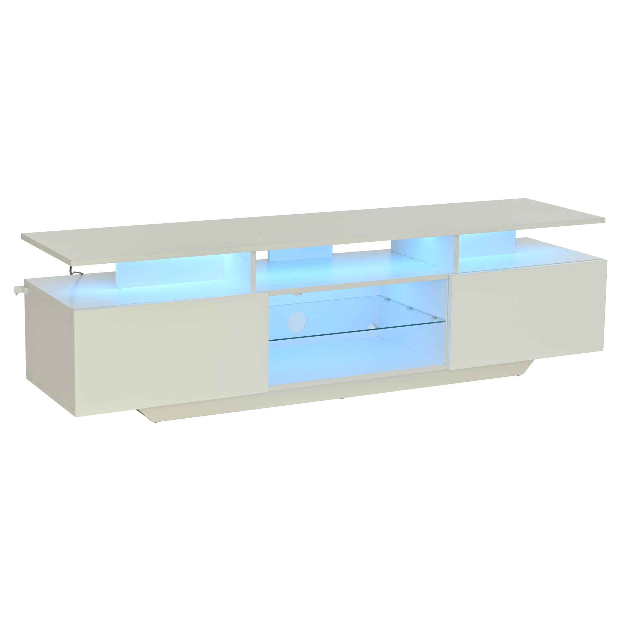 Logidon TV-meubel hoogglans wit 160 x 40 x 45 cm met LED lichtstrip glasplanken
