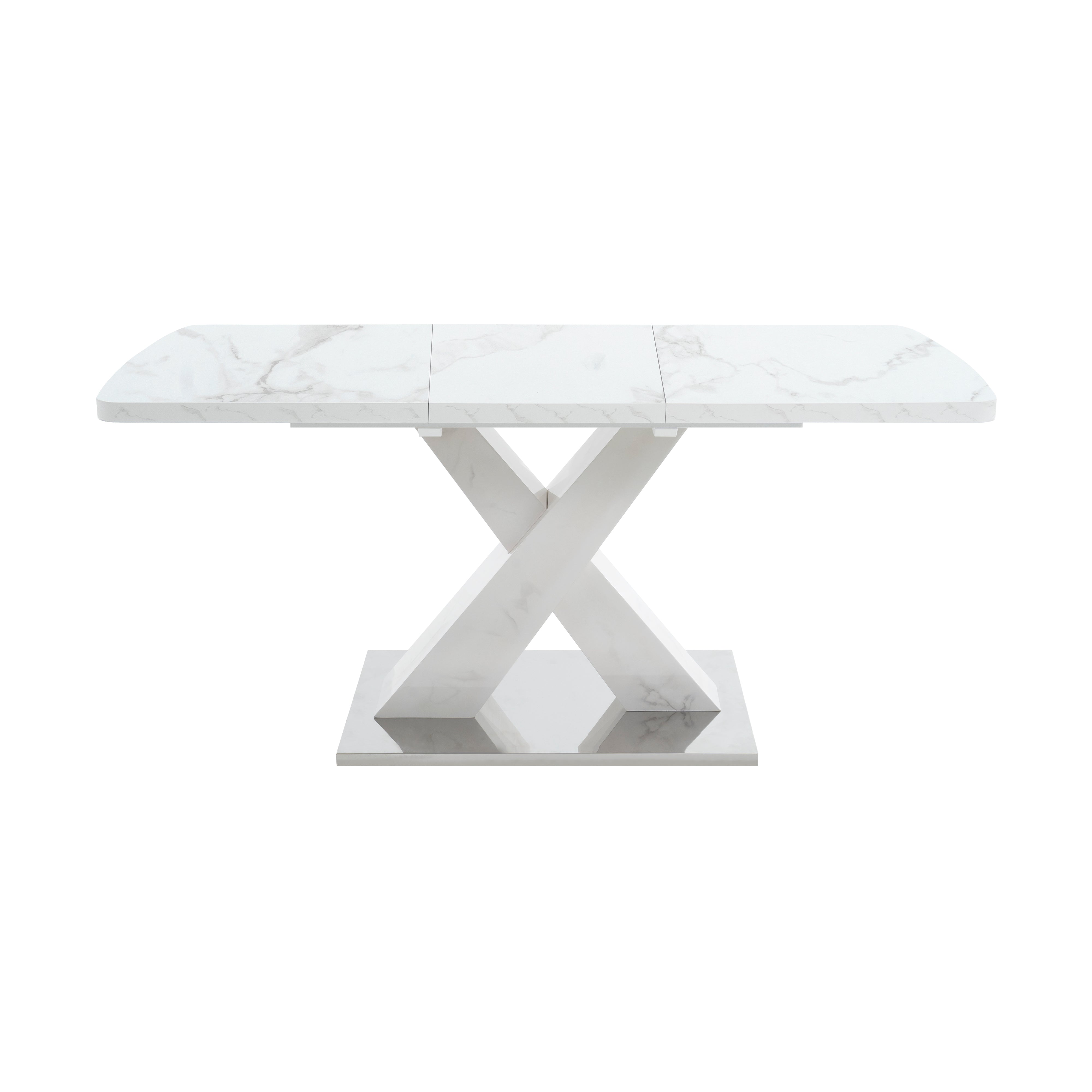 Logidon uitschuifbare eettafel 120-160 cm wit marmerlook X-frame