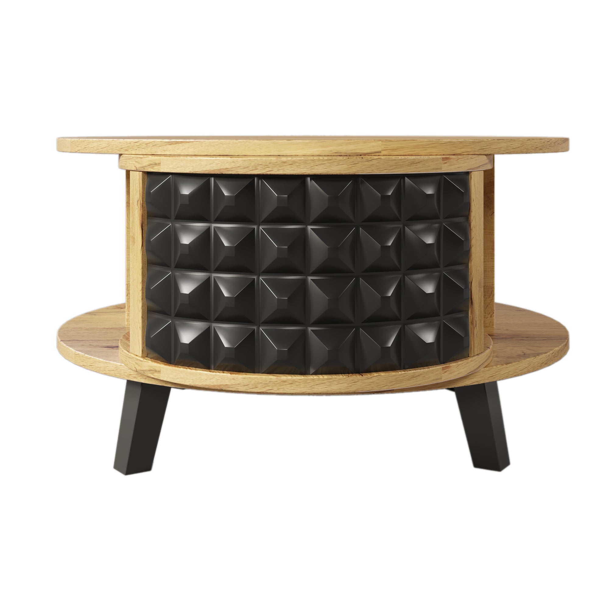 Logidon turntable with hidden shelf natural wood look 85x80x45 cm