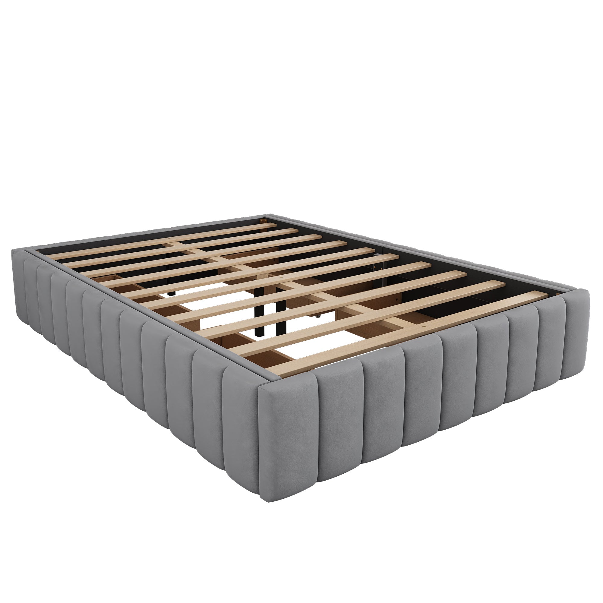 Logidon gestoffeerd bed 140 x 200 cm grijs met lattenbodem designbed