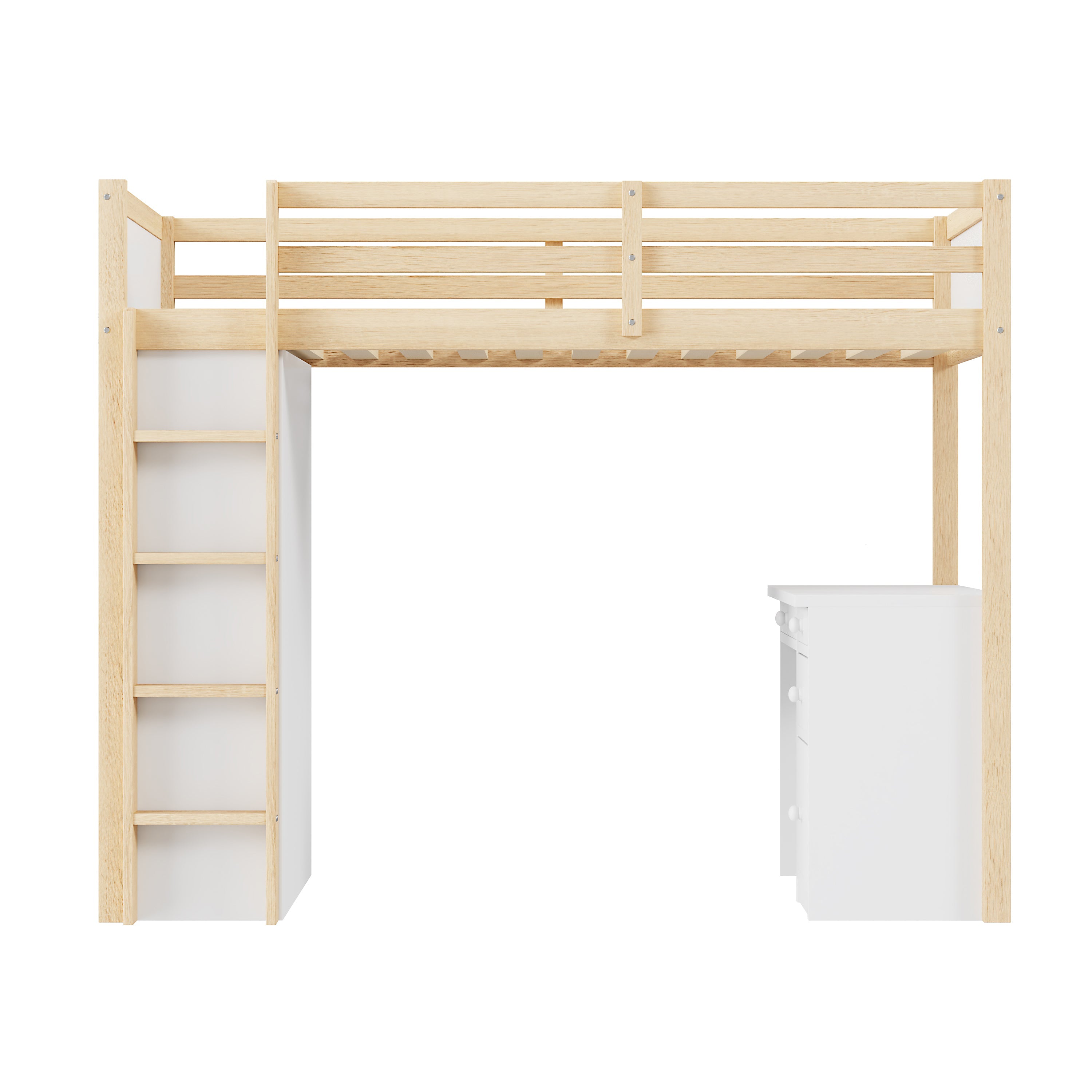 Logidon hoogslaper 90x200 cm met opbergruimte en computertafel wit