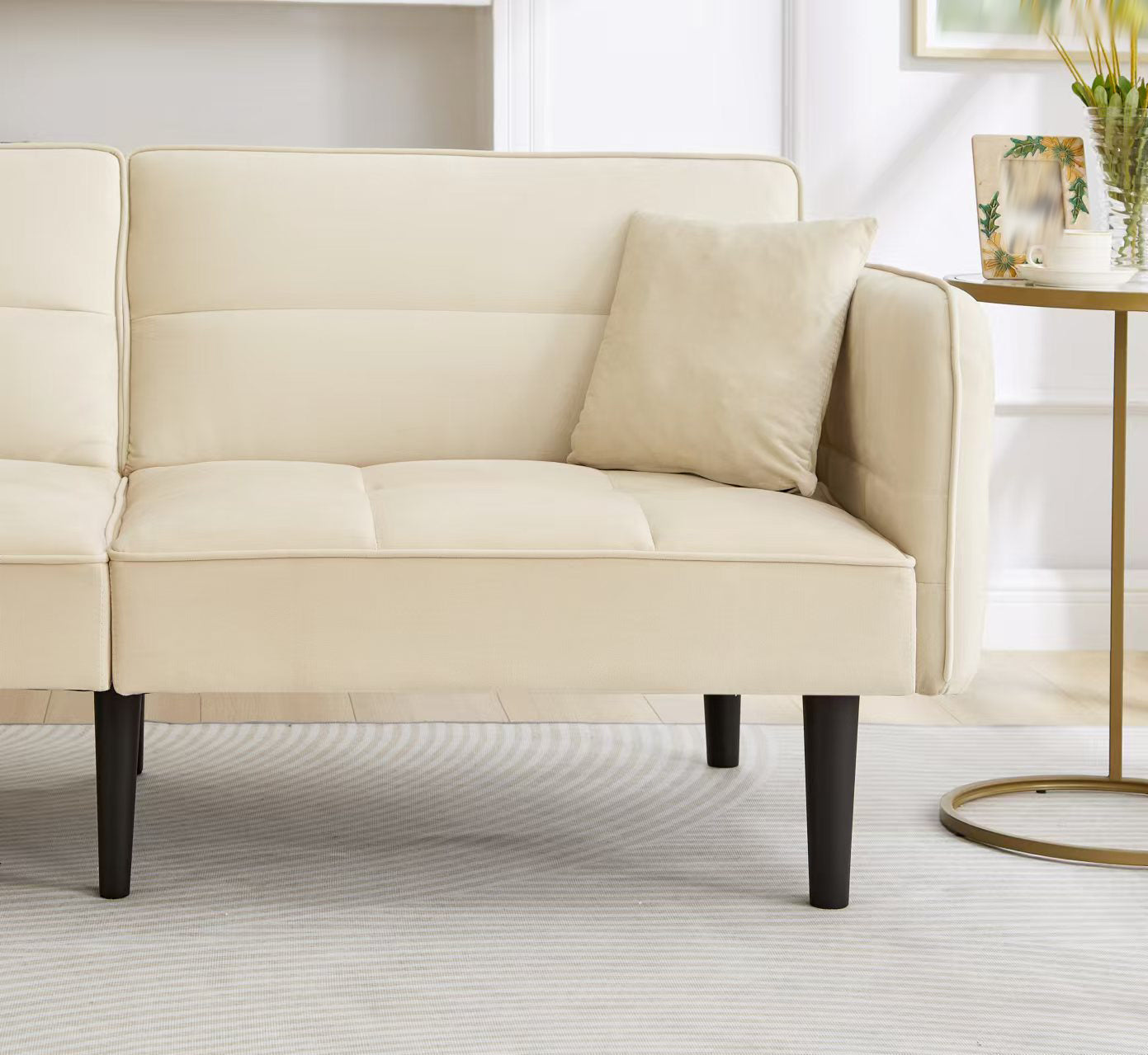 Logidon 2-in-1 slaapbank beige fluwelen hoes verstelbare tweezits