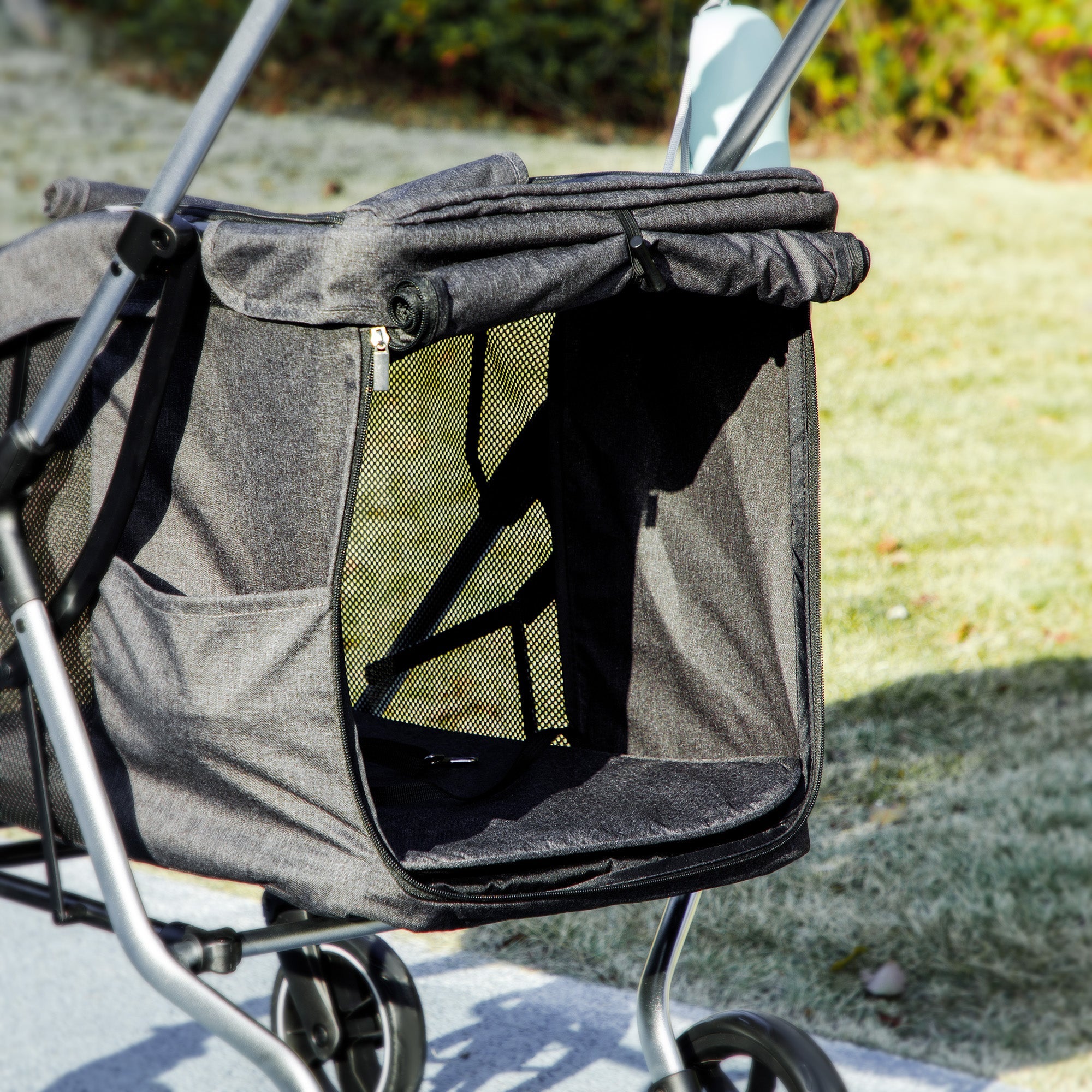 Logidon Hondenkar Lichtgewicht Aluminium Buggy Opvouwbaar tot 10 kg Grijs