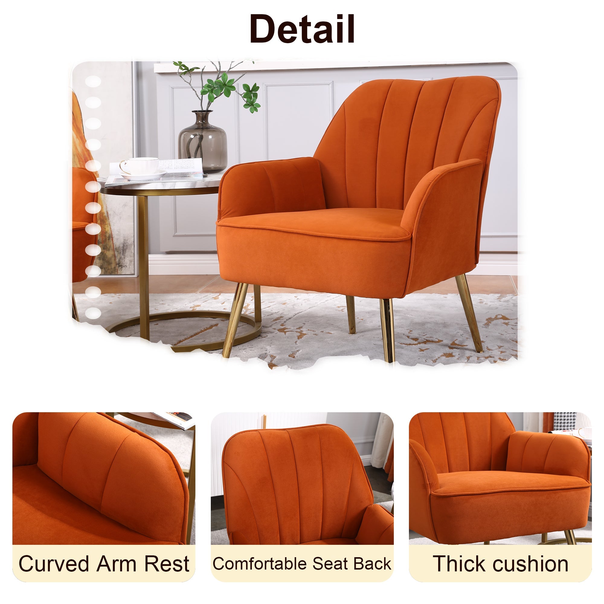 Logidon Velvet Lounge Chair Oranje Moderne Retrostijl