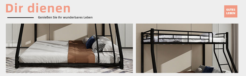 Logidon Twin over volledig metalen stapelbed, zwart, robuust, geluidsvrij