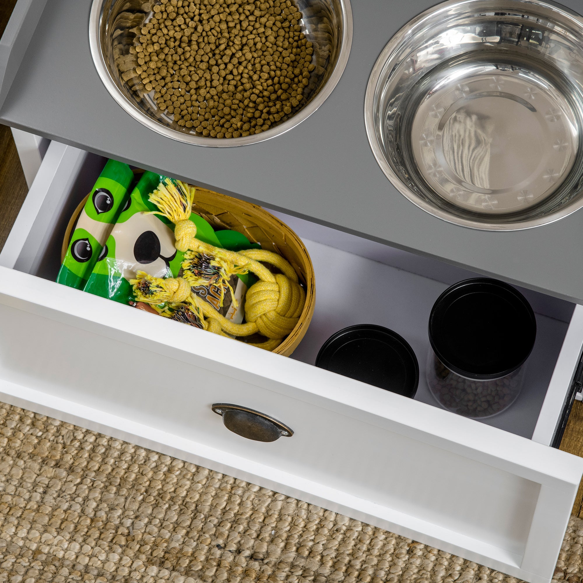 Logidon Voerstation Verhoogd 2x2L Kommen RVS Wit