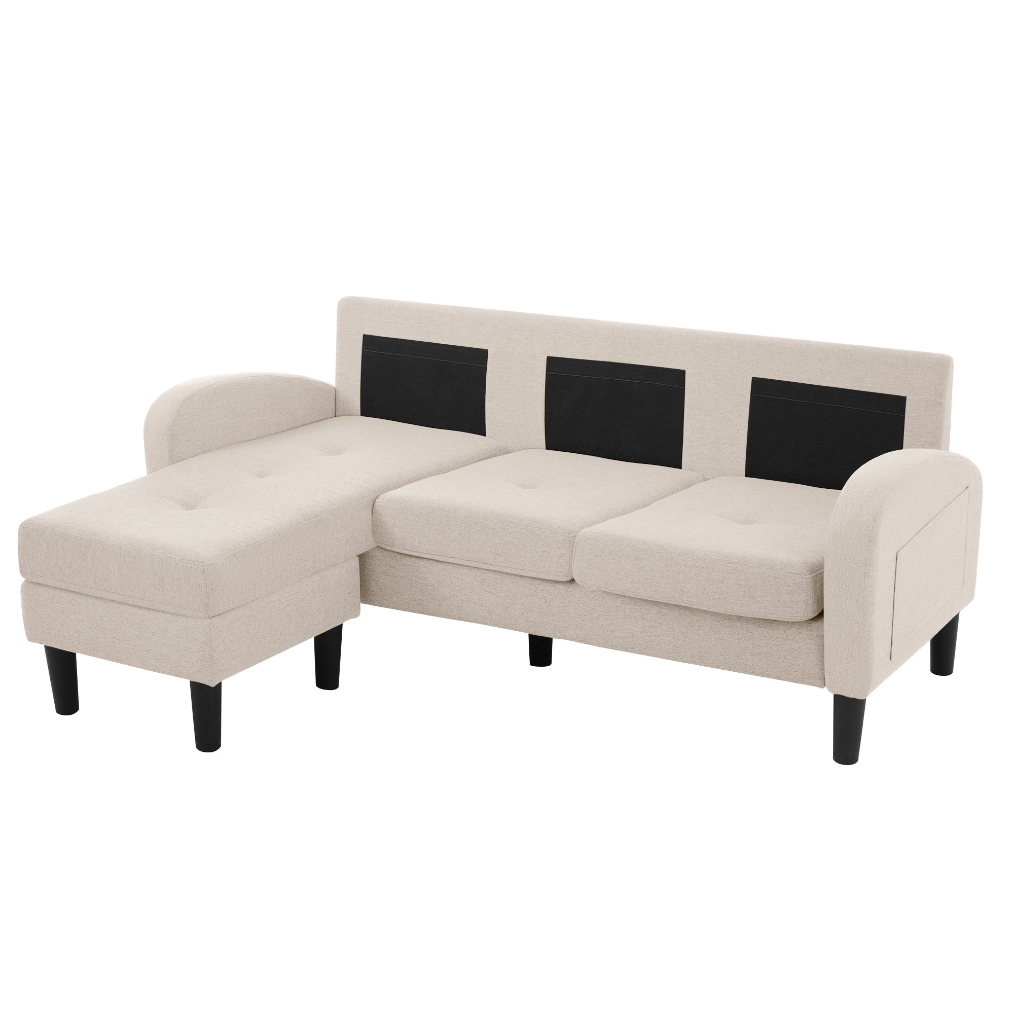 Logidon L hoekbank met chaise longue 3-zits beige 166x118x77 cm