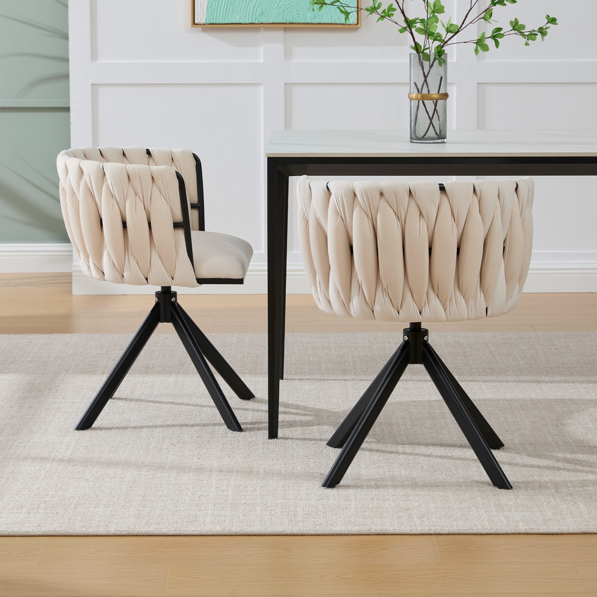 Logidon velours fauteuils met 180 graden draaifunctie, set van 2 Ivoor