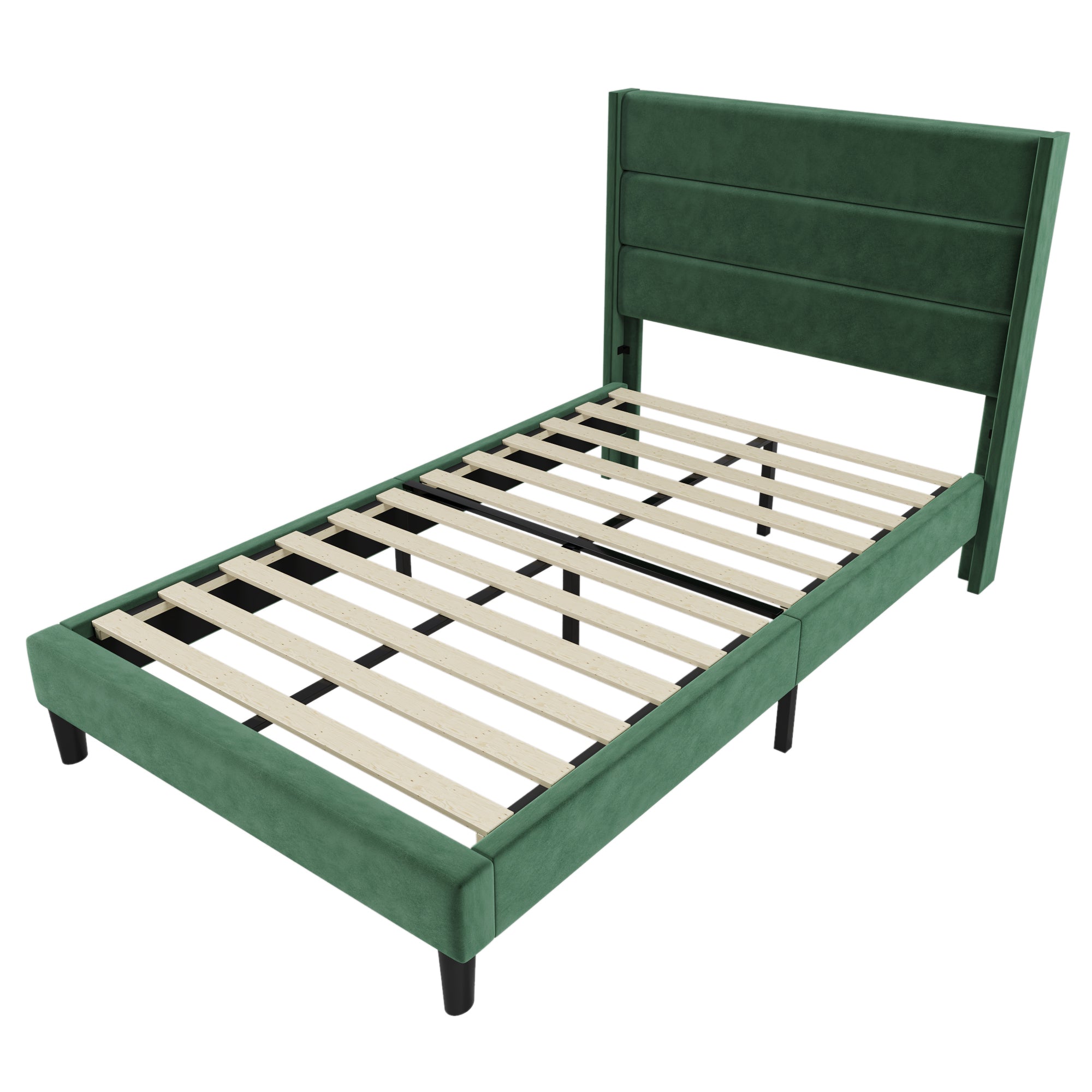 Logidon gestoffeerd bed 90x200 cm fluweel donkergroen met lattenbodem
