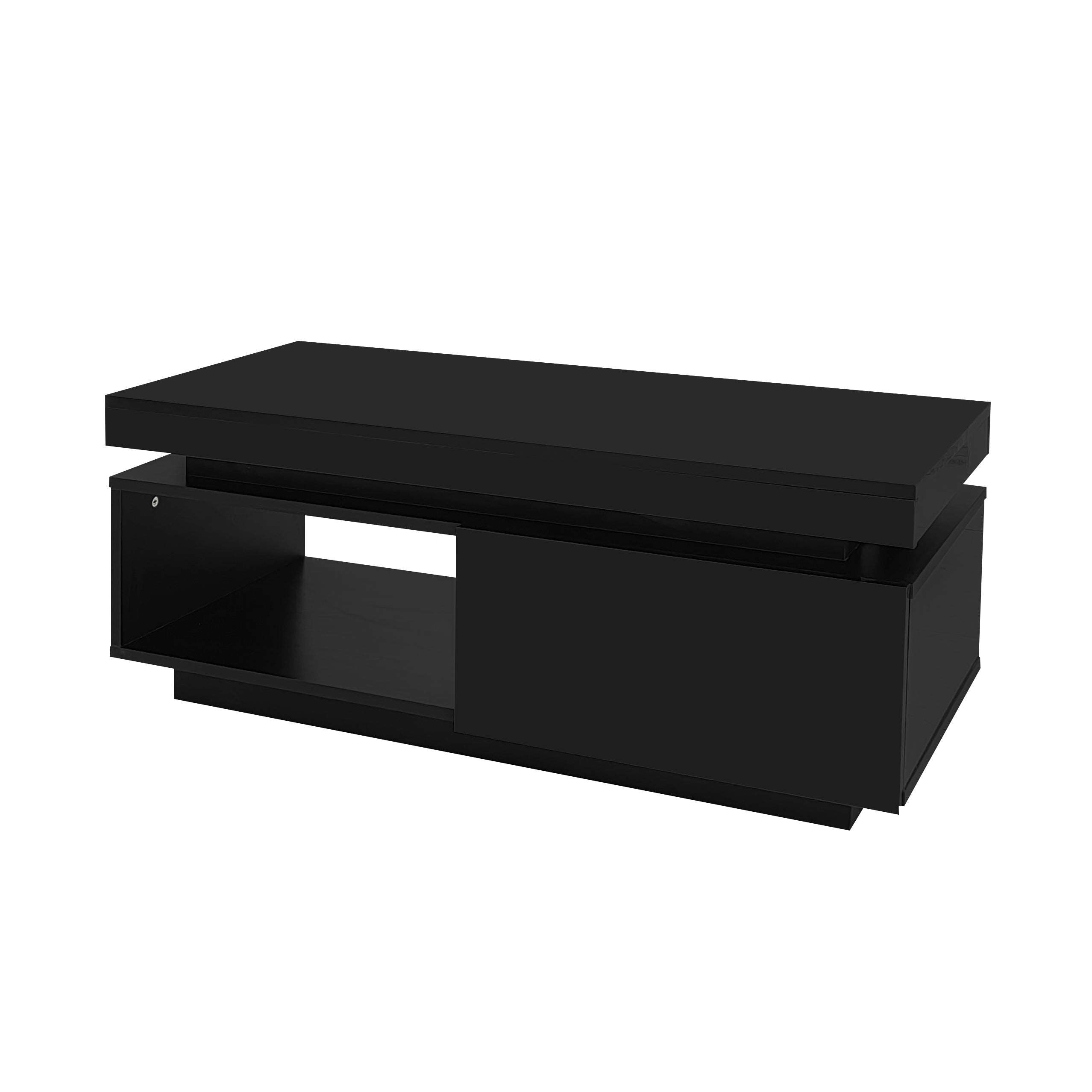 Logidon TV wall cabinet set black high gloss with LED lighting 181cm