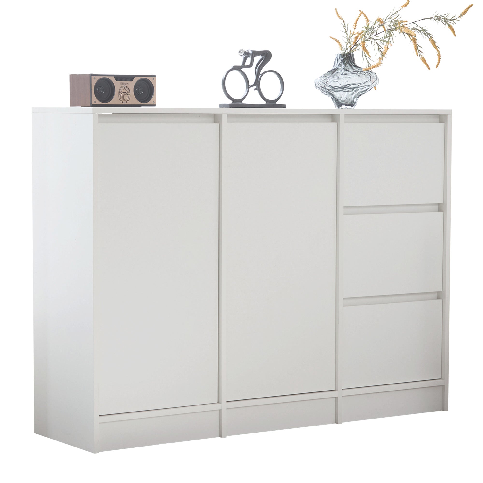 Logidon Modern Sideboard White 120x90x35 cm 2 Doors 3 Drawers
