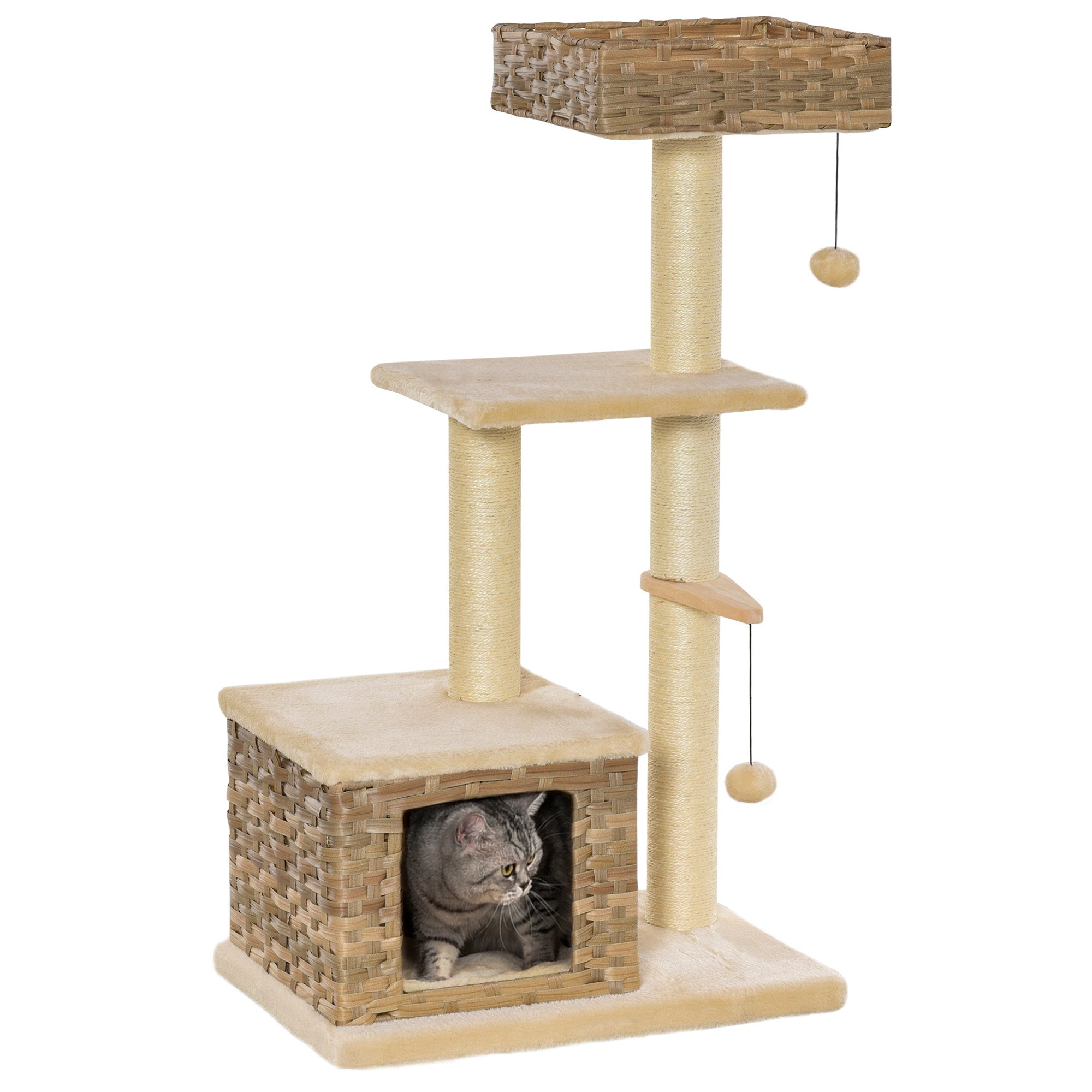 Logidon Krabpaal 109 cm Rotan Bruin Beige Kattengrot