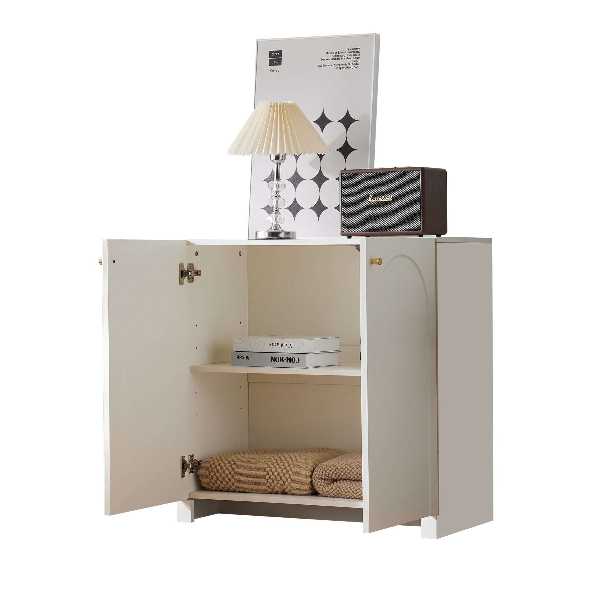 Logidon sideboard cream white 80x40x80 cm two doors highboard