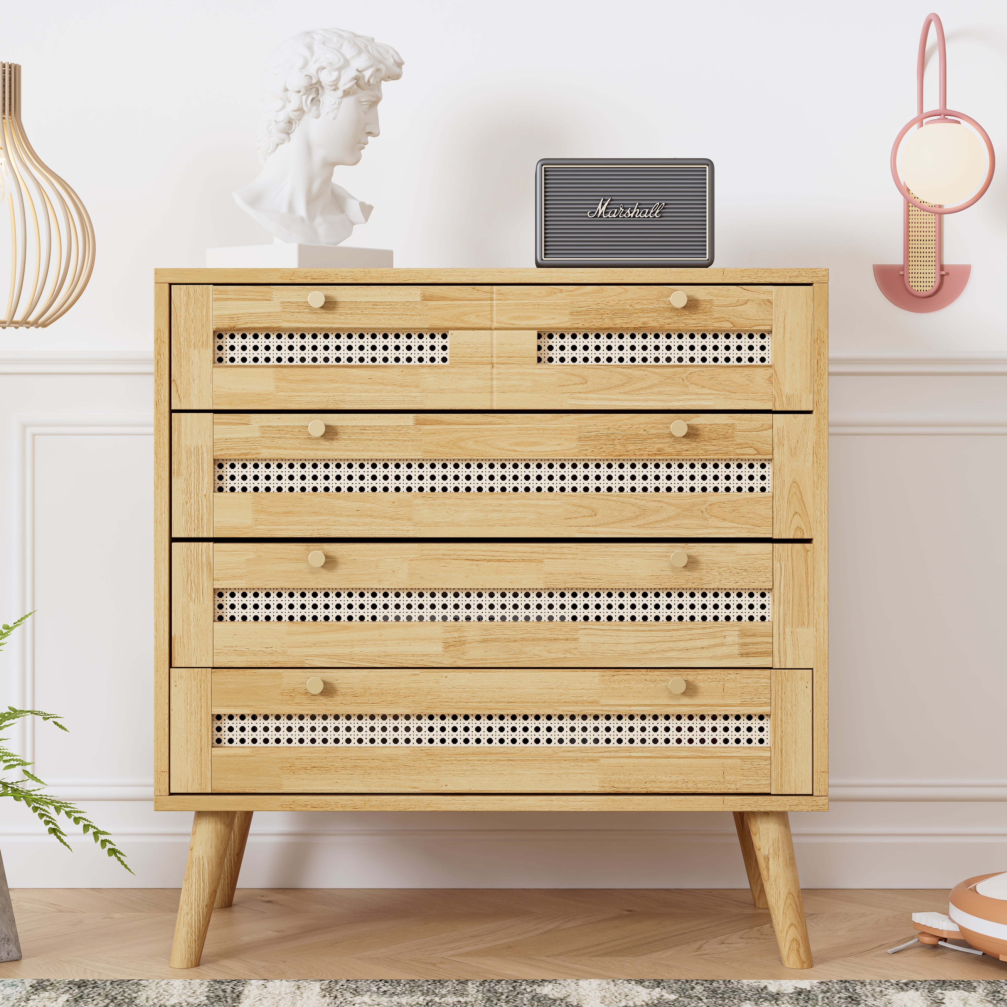 Logidon Classic ladekast met 3 lades en rotan ladeblad