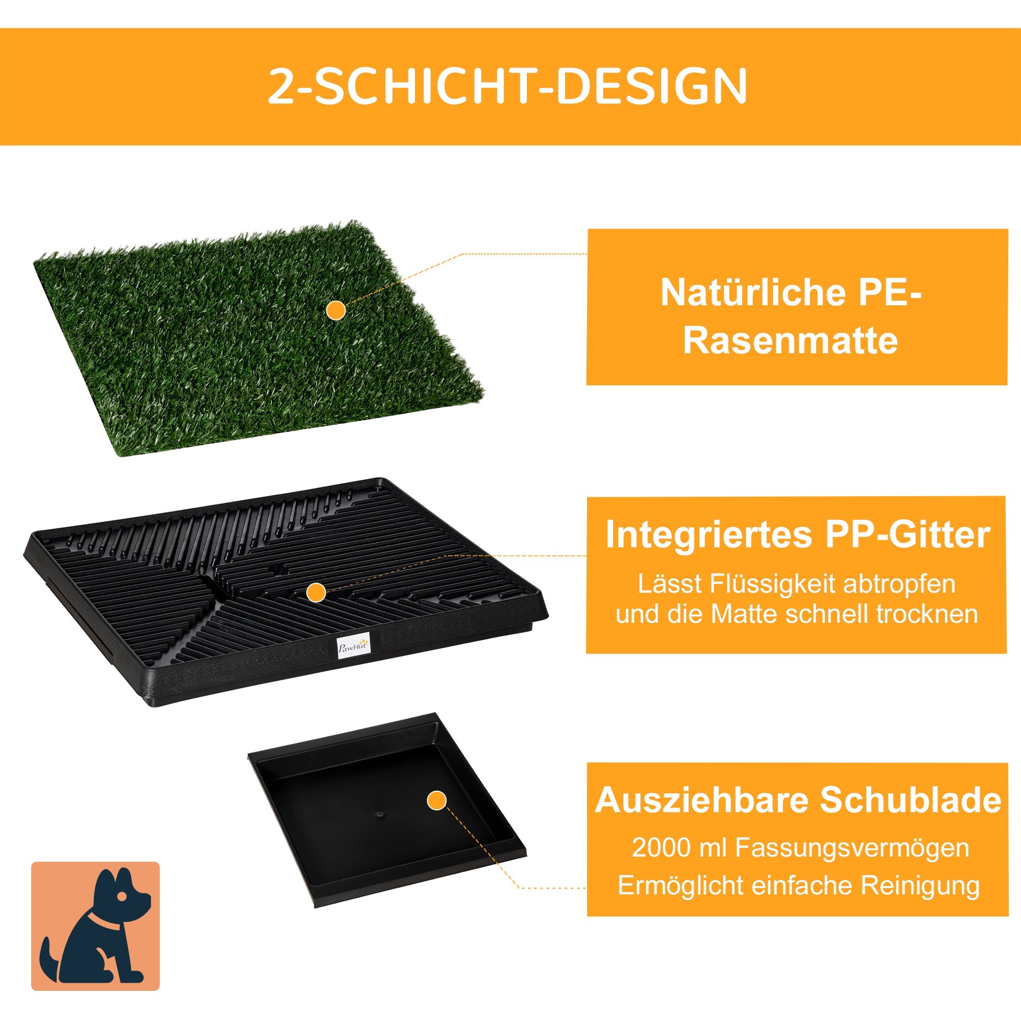 Logidon PawHut artificial grass pet toilet 63x51x6 cm green