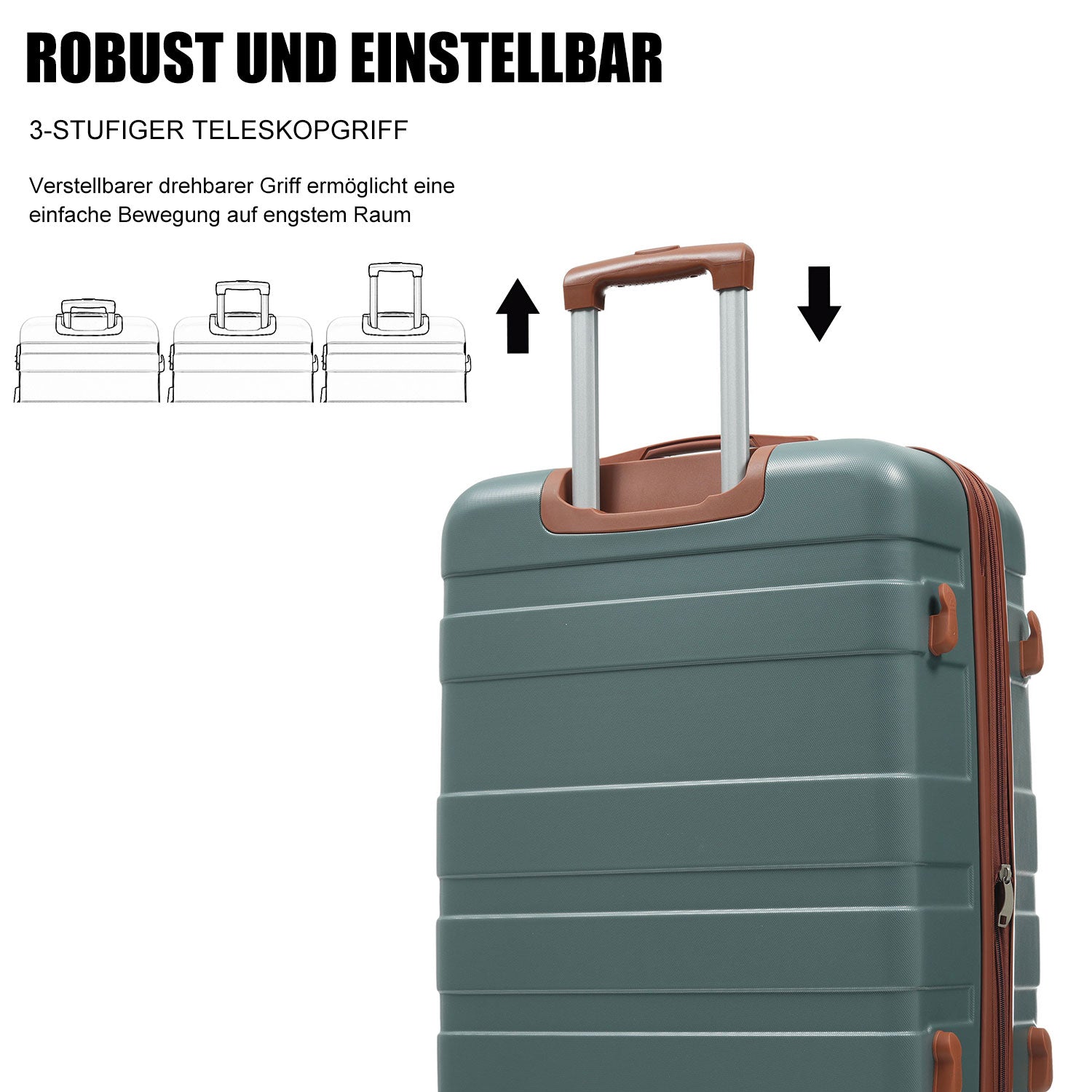 Logidon Hardshell Koffer 28 Inch Donkergroen Bruin TSA 4 Wielen