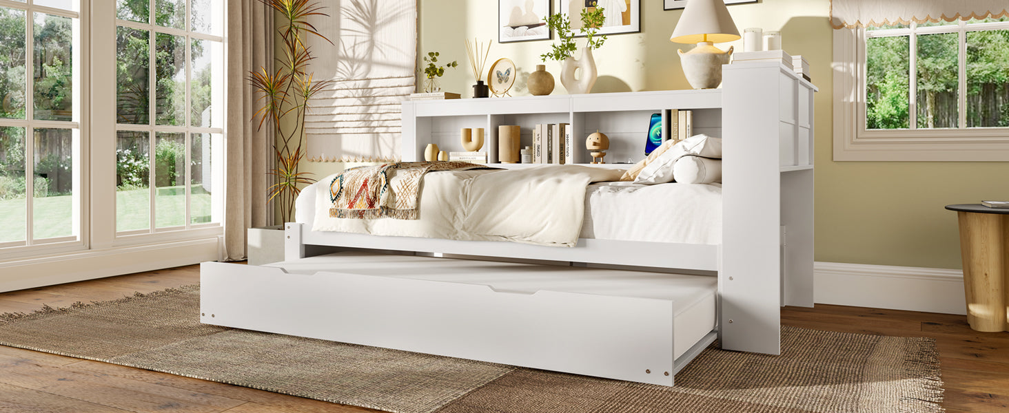 Logidon Daybed 90x200 cm witte slaapbank met USB-aansluiting