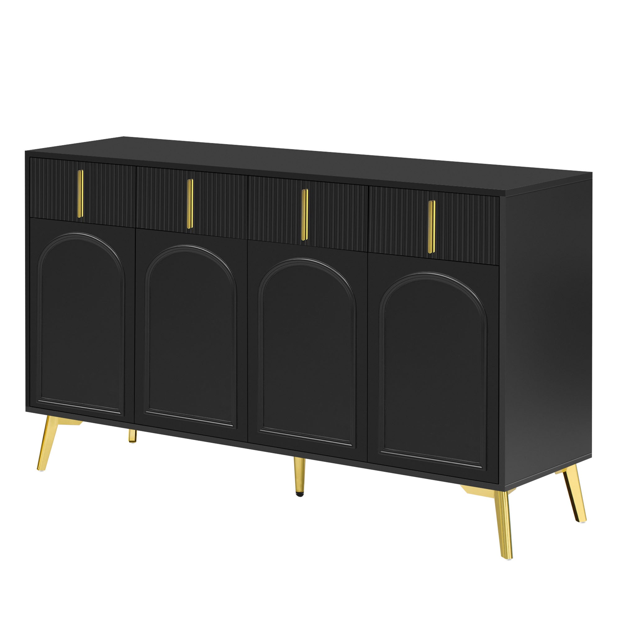 Logidon Dressoir Zwart met Gouden Handgrepen en Poten 140x37,8x82