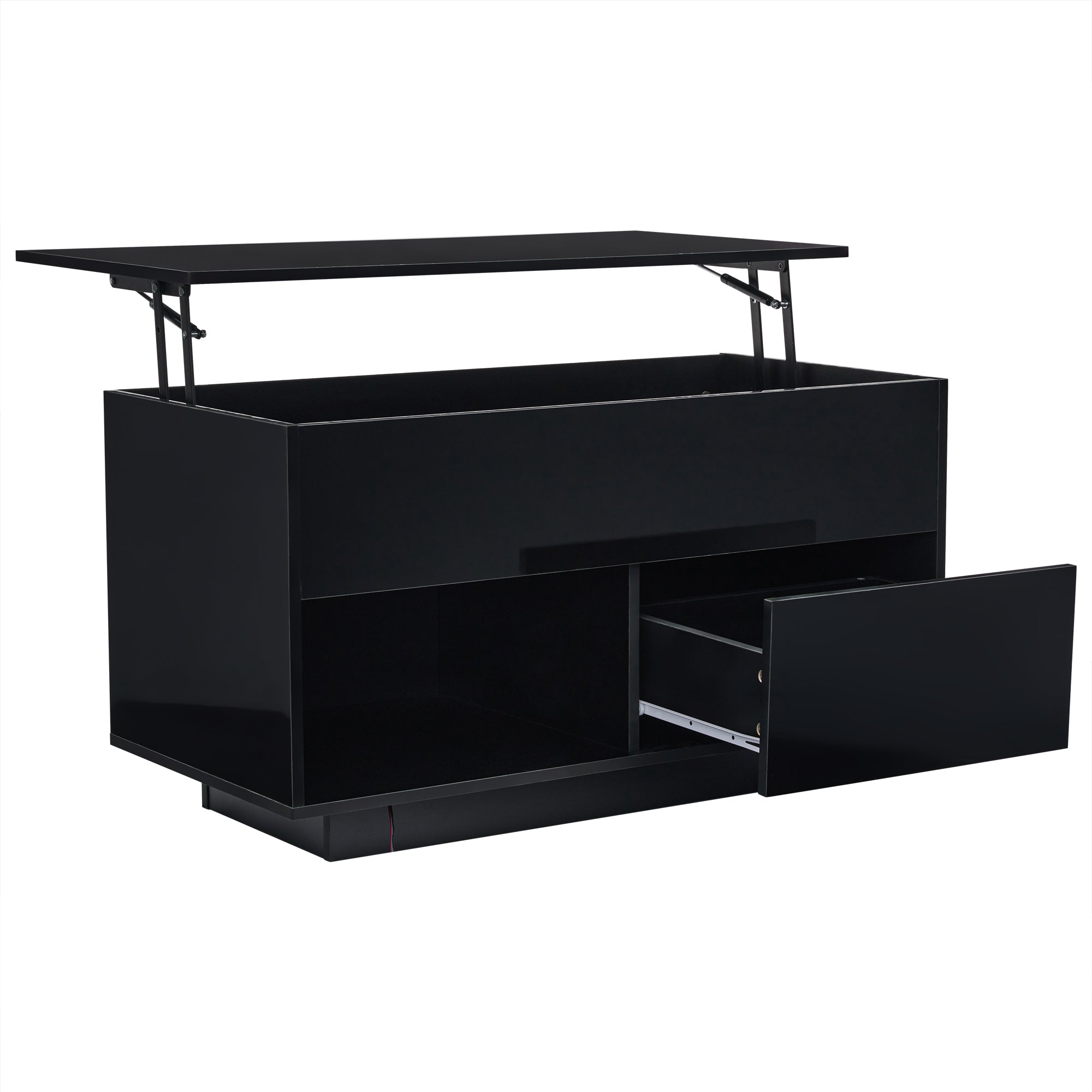 Logidon hoogglans salontafel 100x50x55 cm zwart LED-verlichting