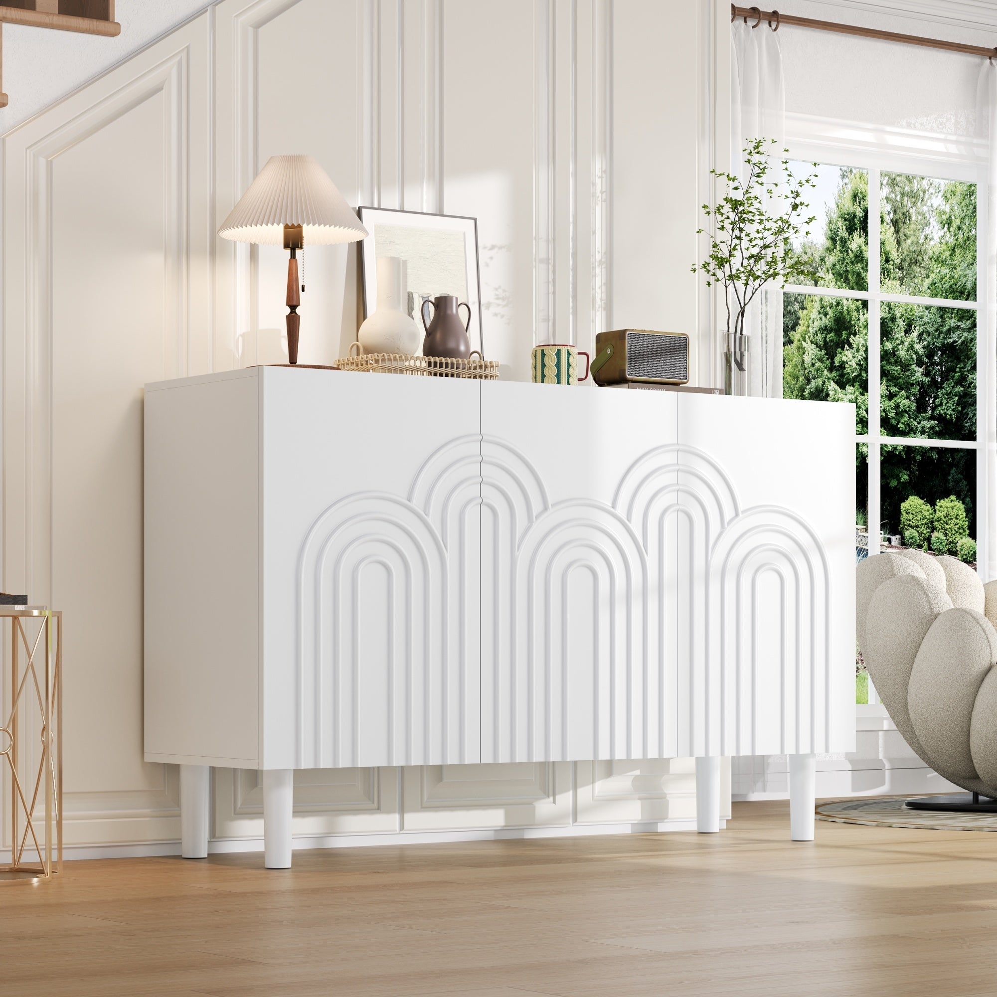 Logidon Dressoir 120x38,5x79 cm Wit MDF met 3 deuren