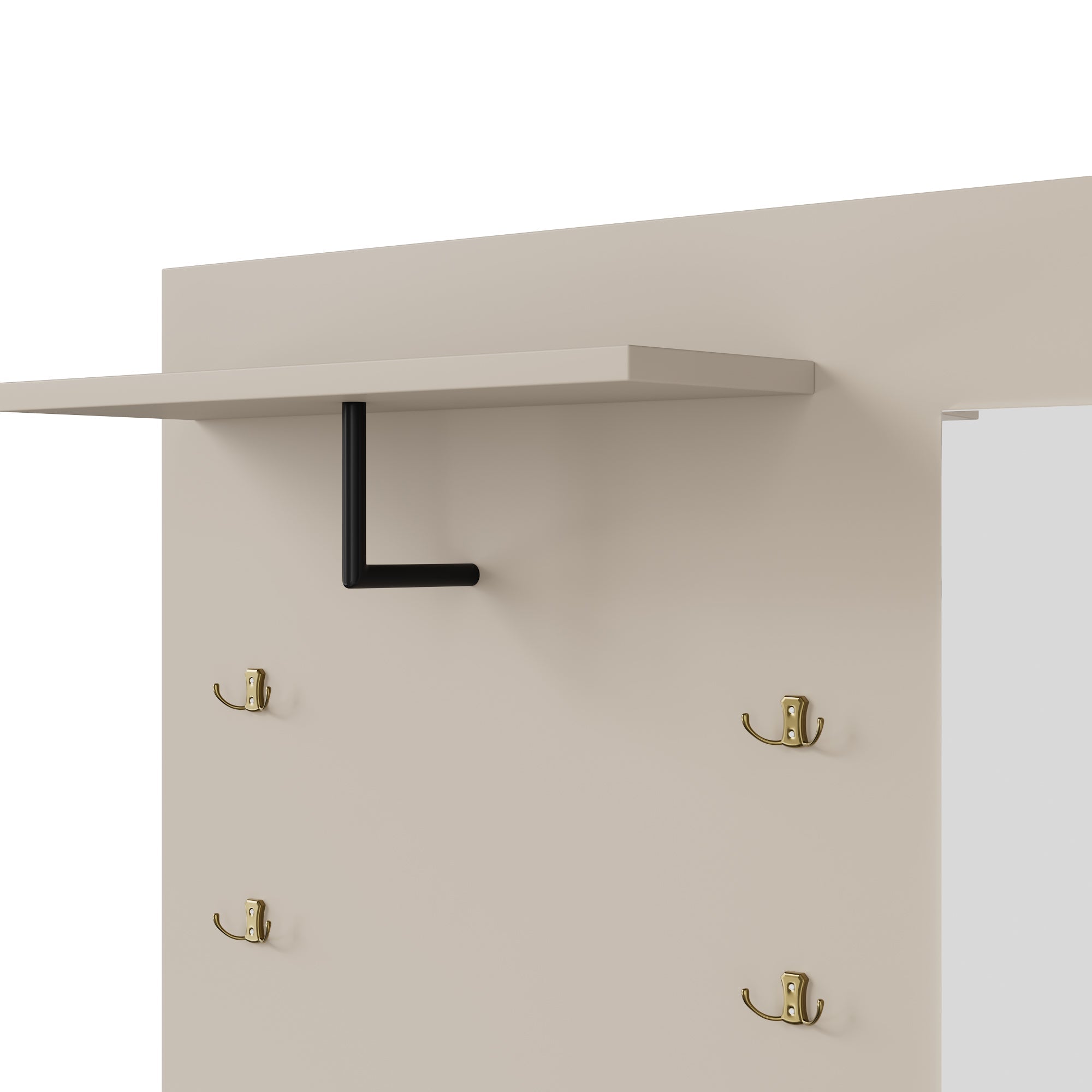 Logidon kledingkastset beige met spiegel en zitkussen 110x185x37 cm