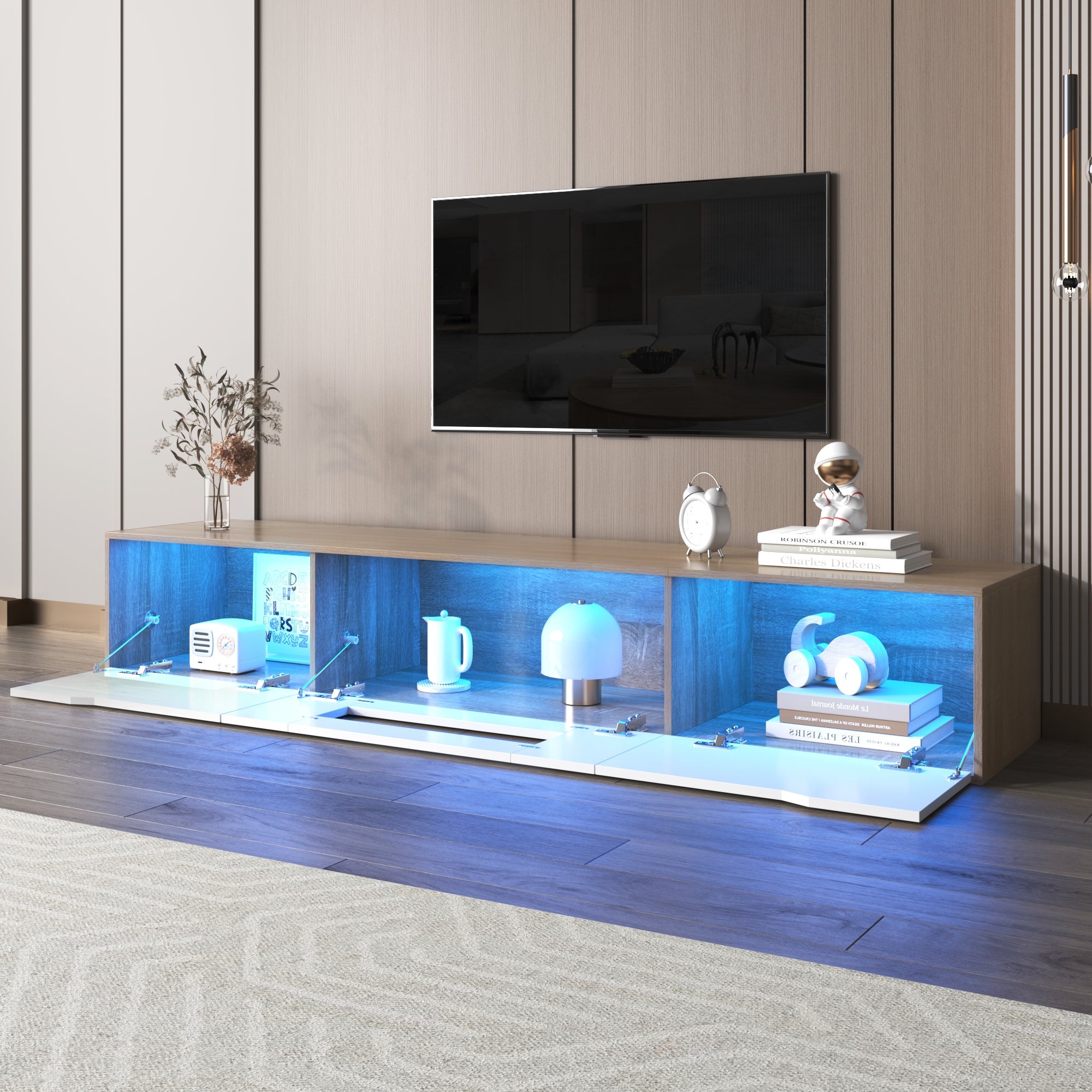 Logidon TV-meubel 180 cm hoogglans wit met kleurwisselende LED