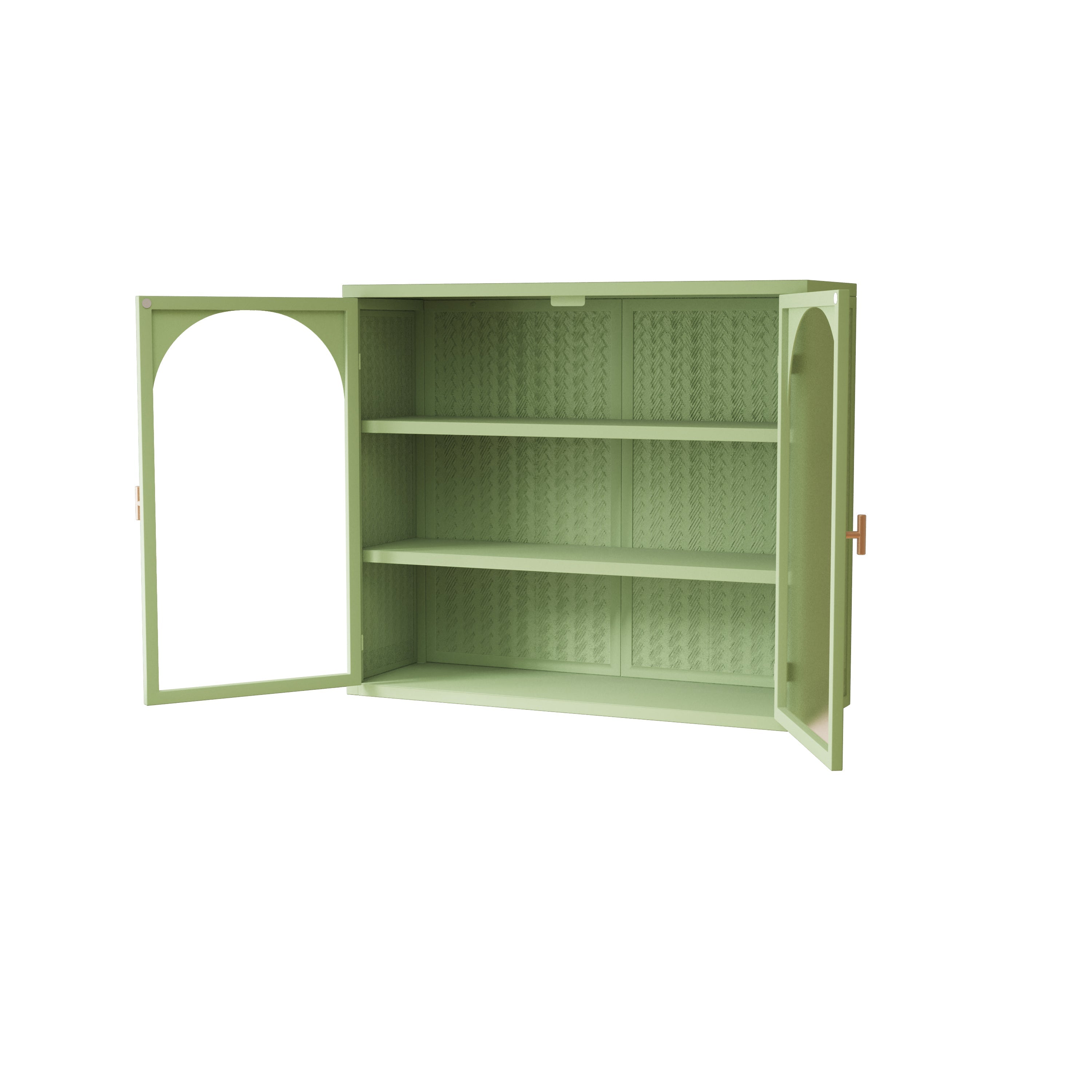 Logidon wanddoos 70 cm groene glazen deuren met drie opbergniveaus