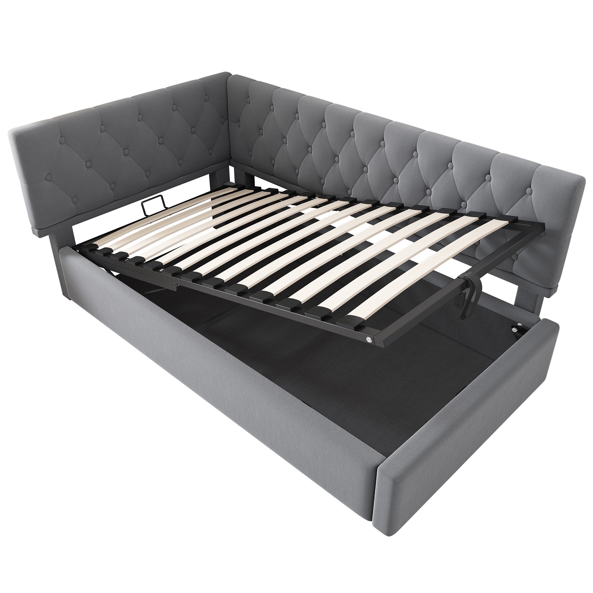 Logidon gestoffeerde dagbed 90x190 cm slaapbank met opbergruimte grijs